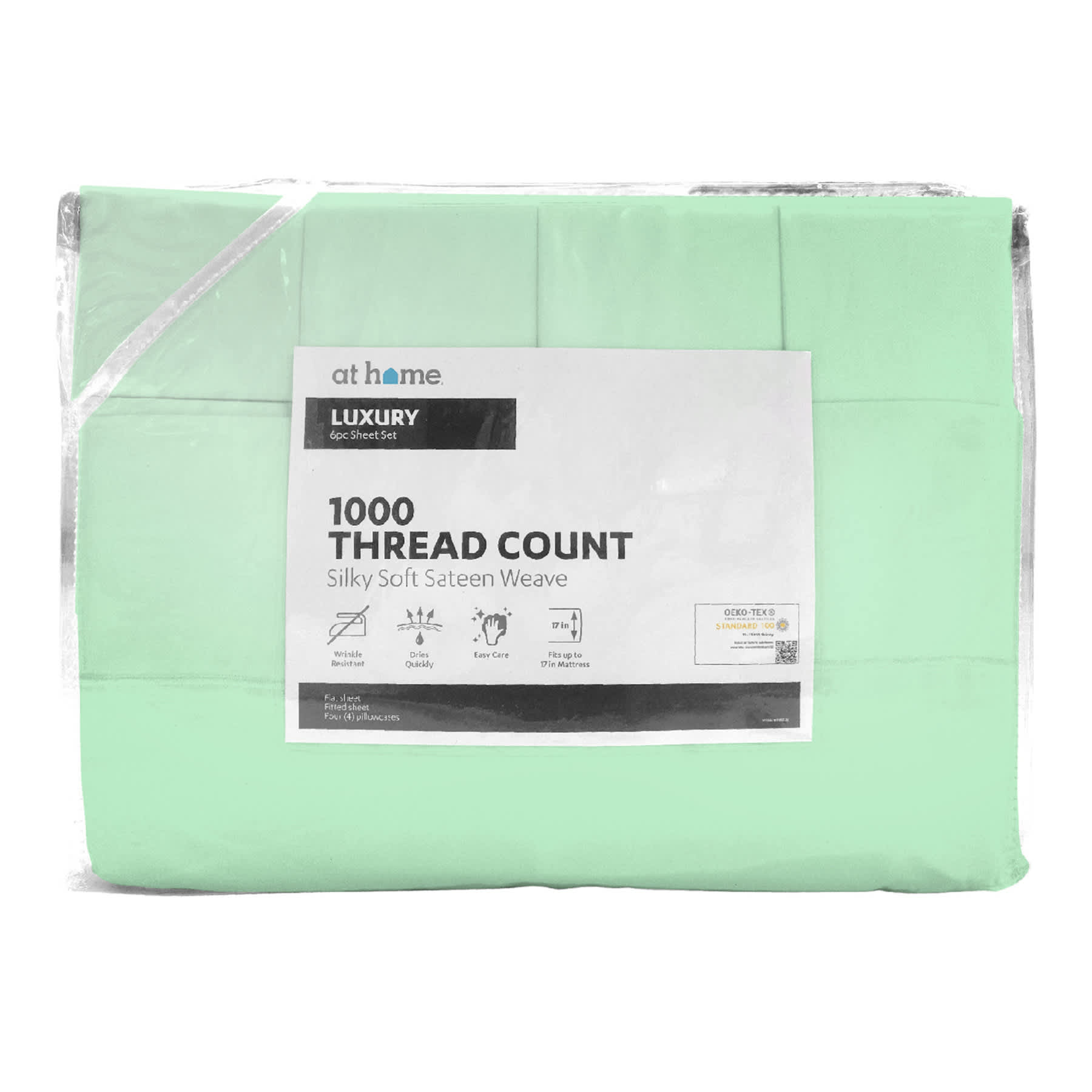 6-Piece Green 1000 Thread Count Sheet Set, Queen