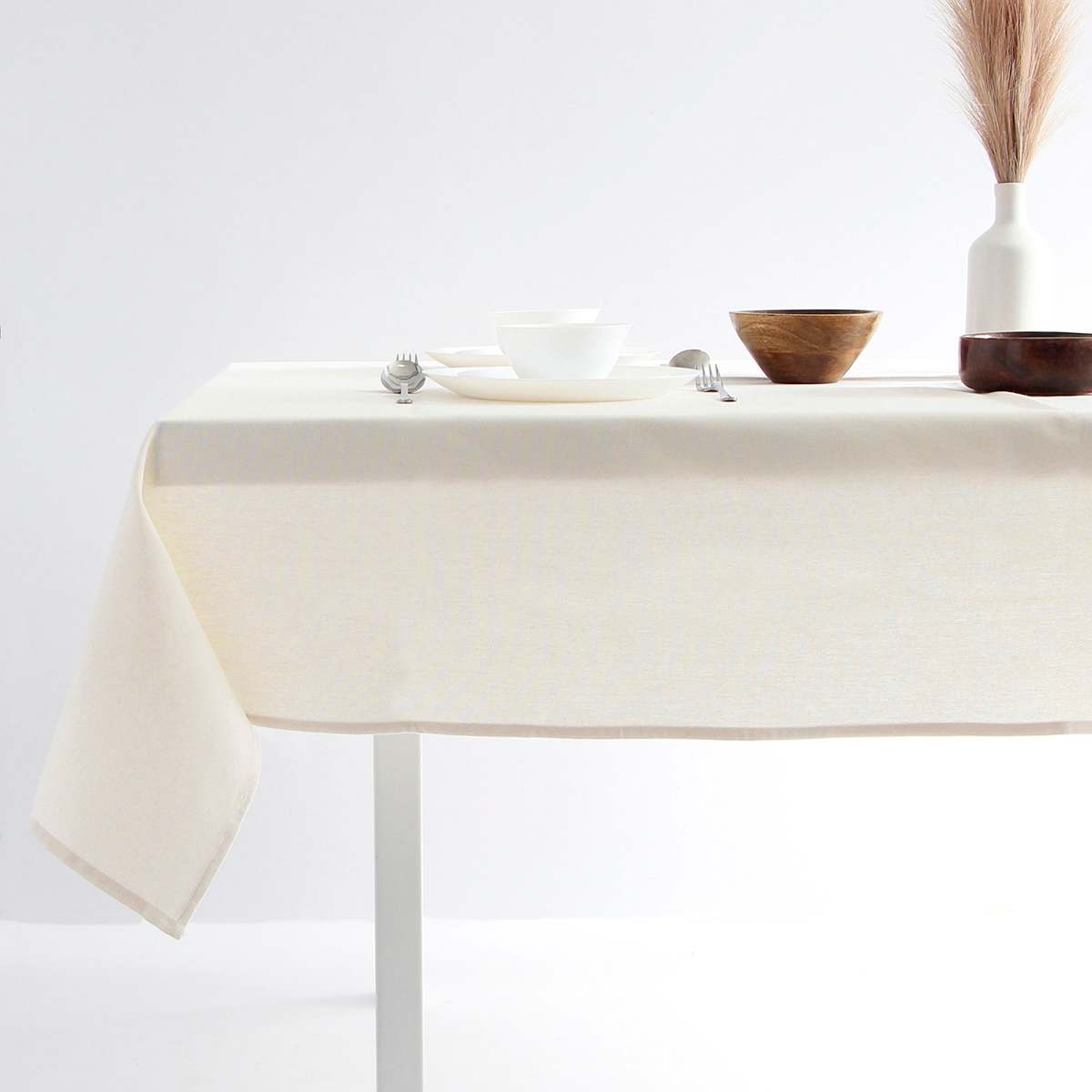 Ivory 100% Cotton Tablecloth, 60x84