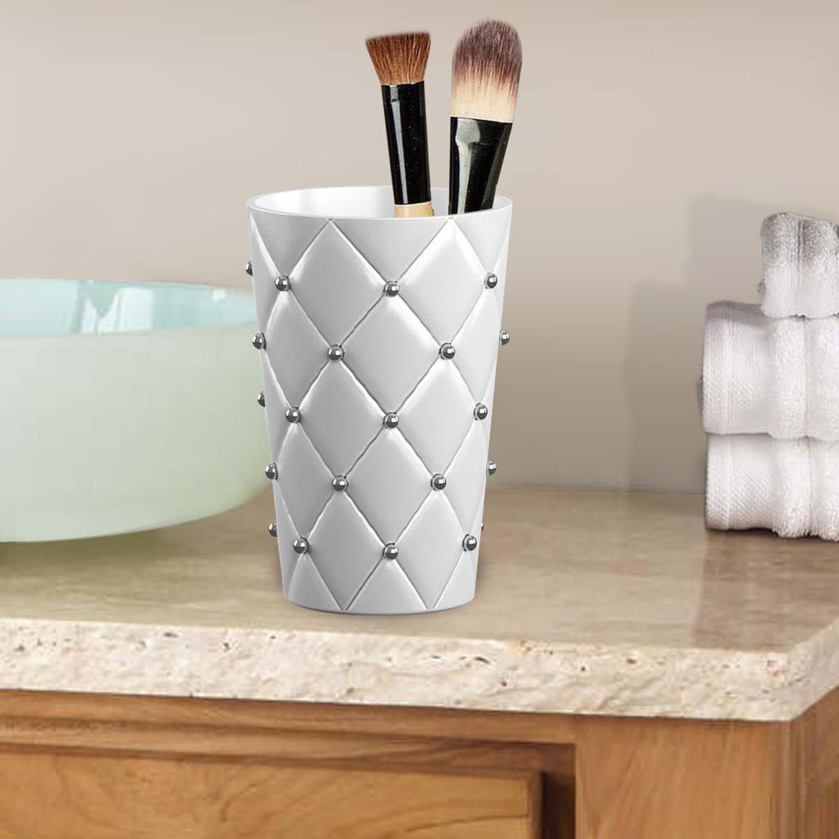 Providence White Quilted Stud Tumbler, 5"