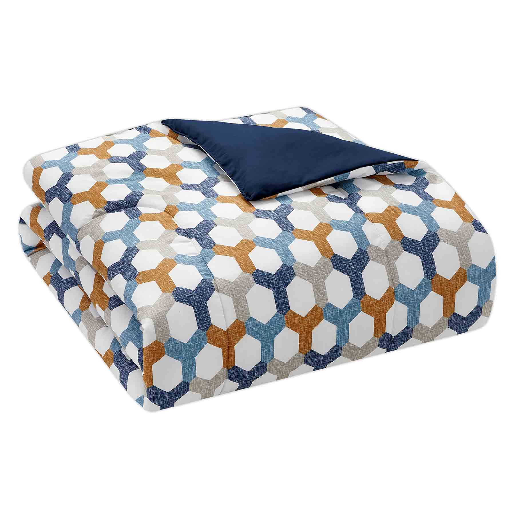 8-Piece Elle Multicolor Lattice Design Essential Comforter Set, Full