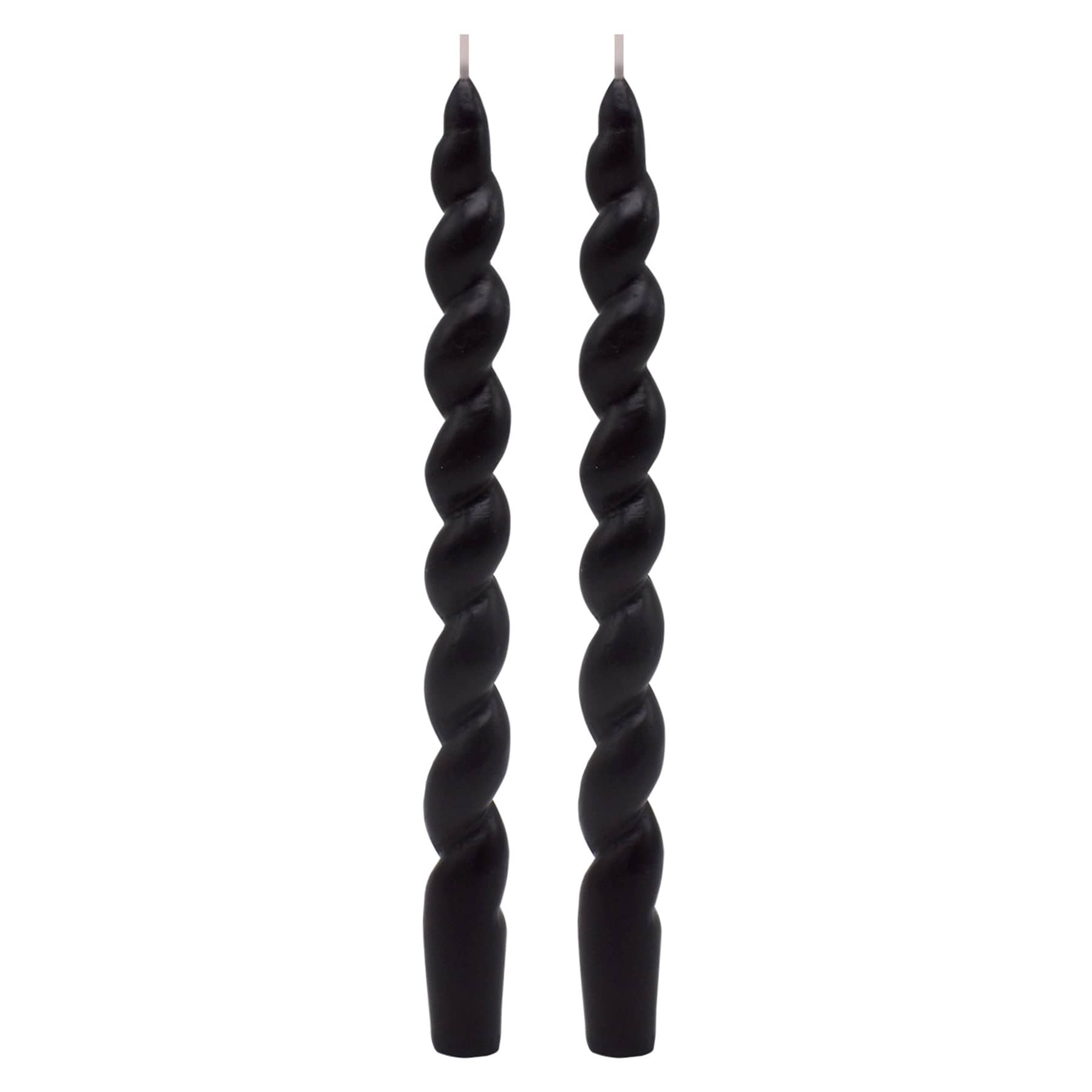 2-Pack Black Twisted Taper Candles, 10"
