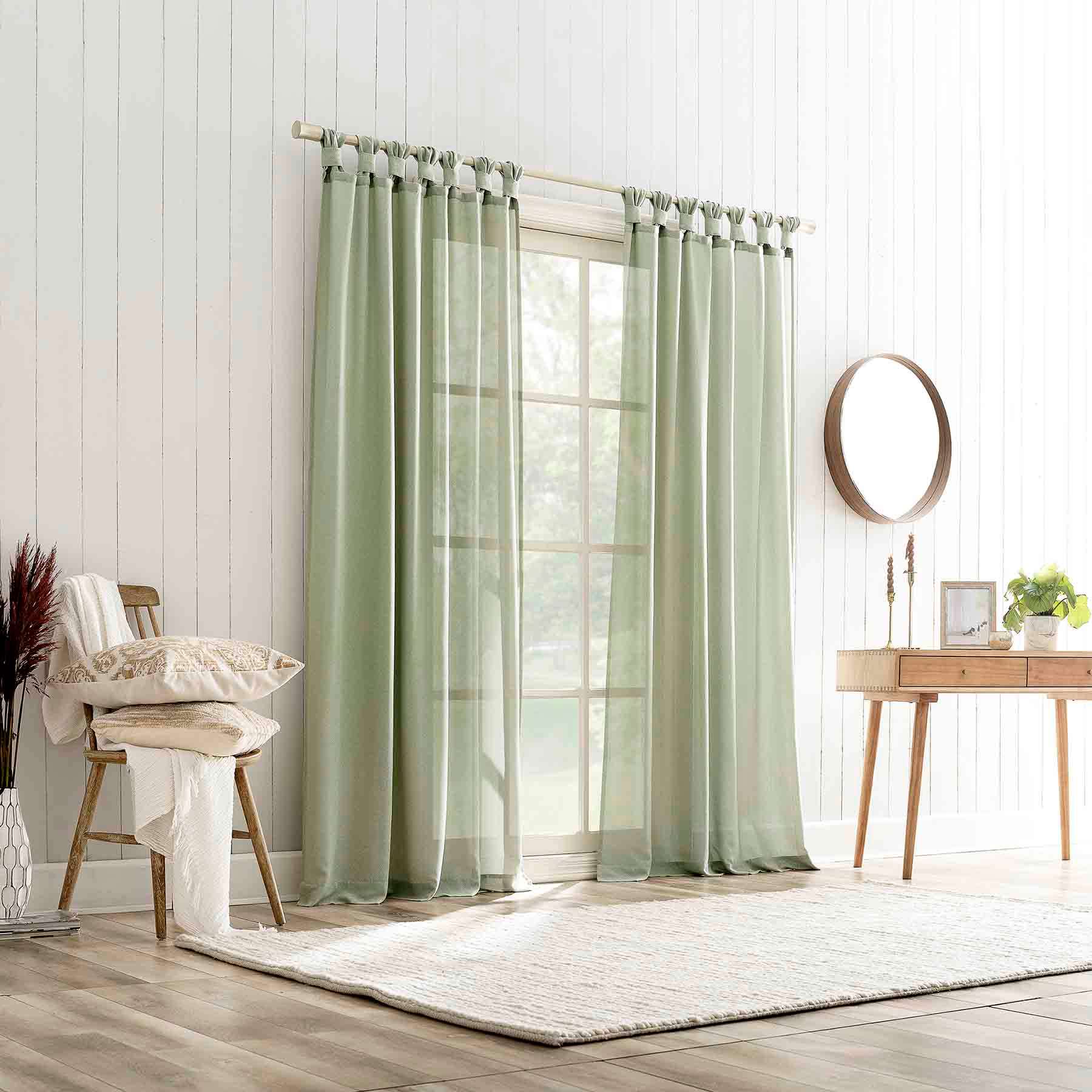 Harrison Sage Sheer Tab Loop Curtain Panel, 84"