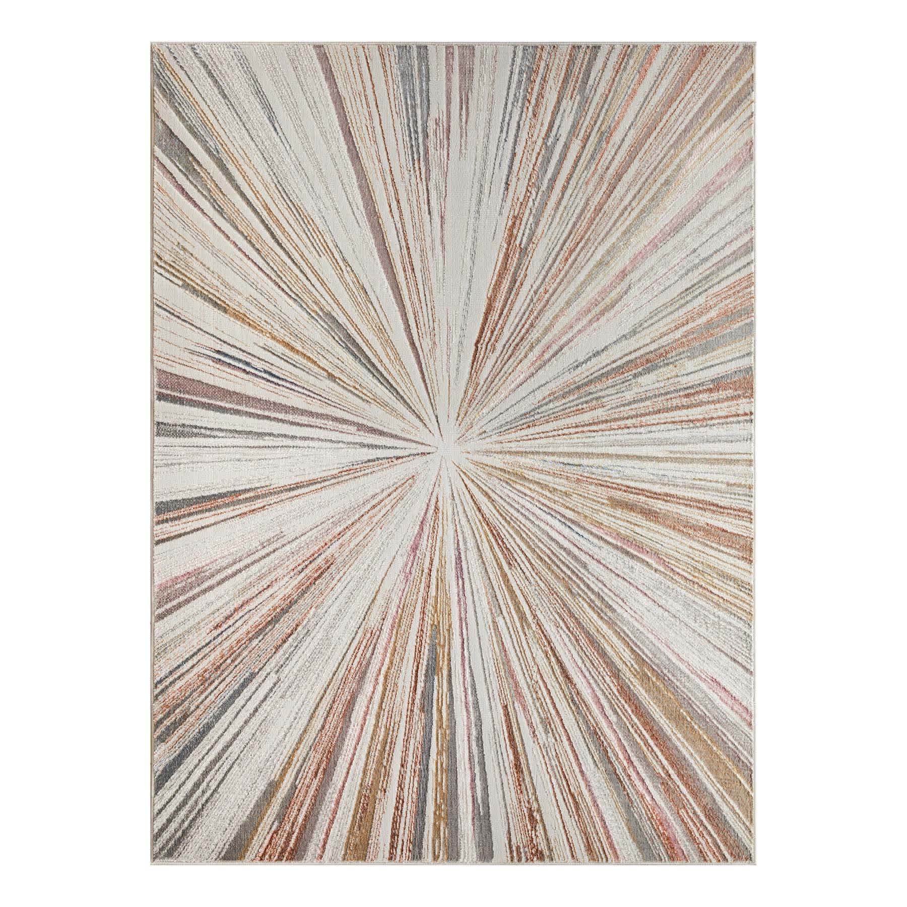 (B872) Crestline Neutral & Grey Abstract Burst Area Rug, 5x7