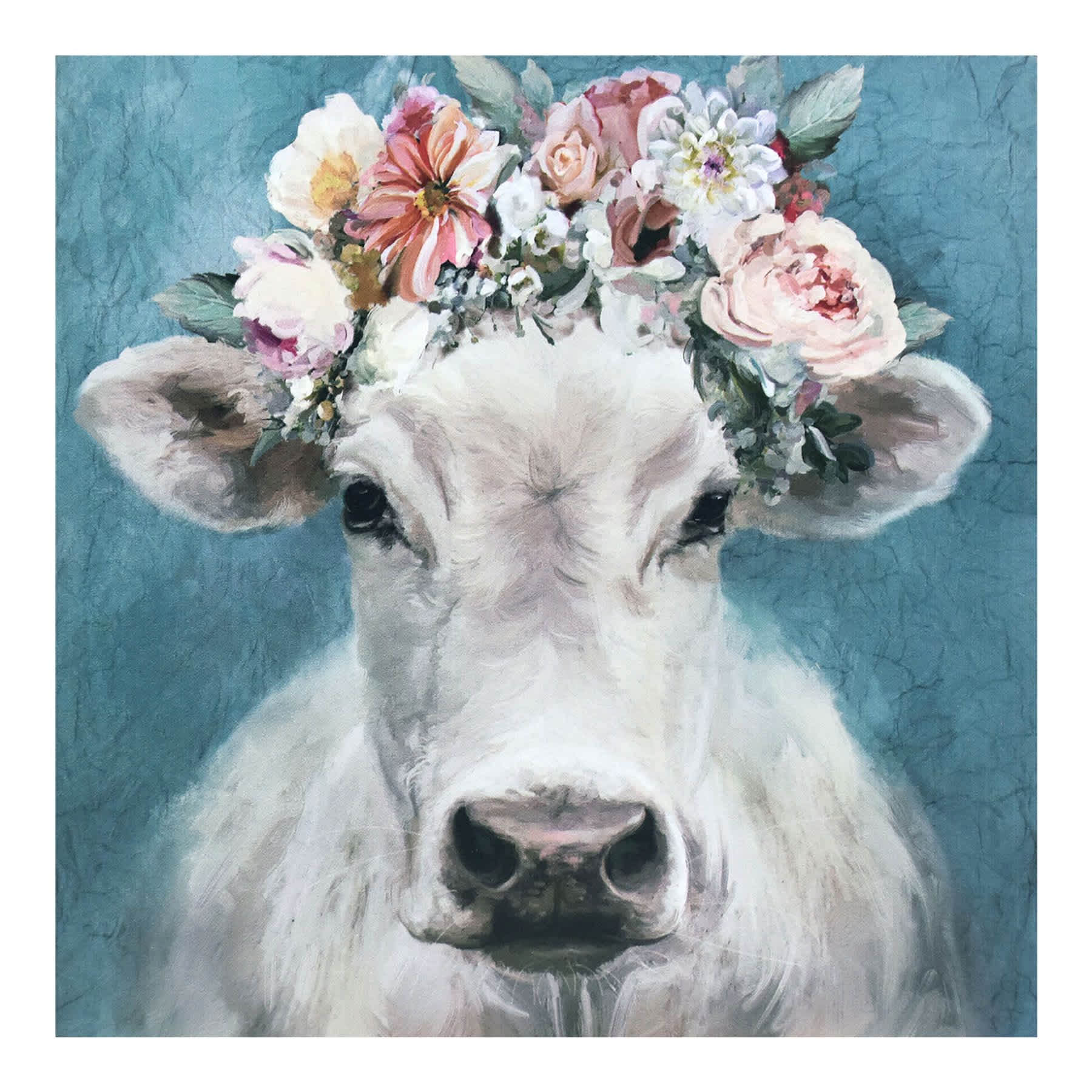 Flower Crown Cow Art, 8"