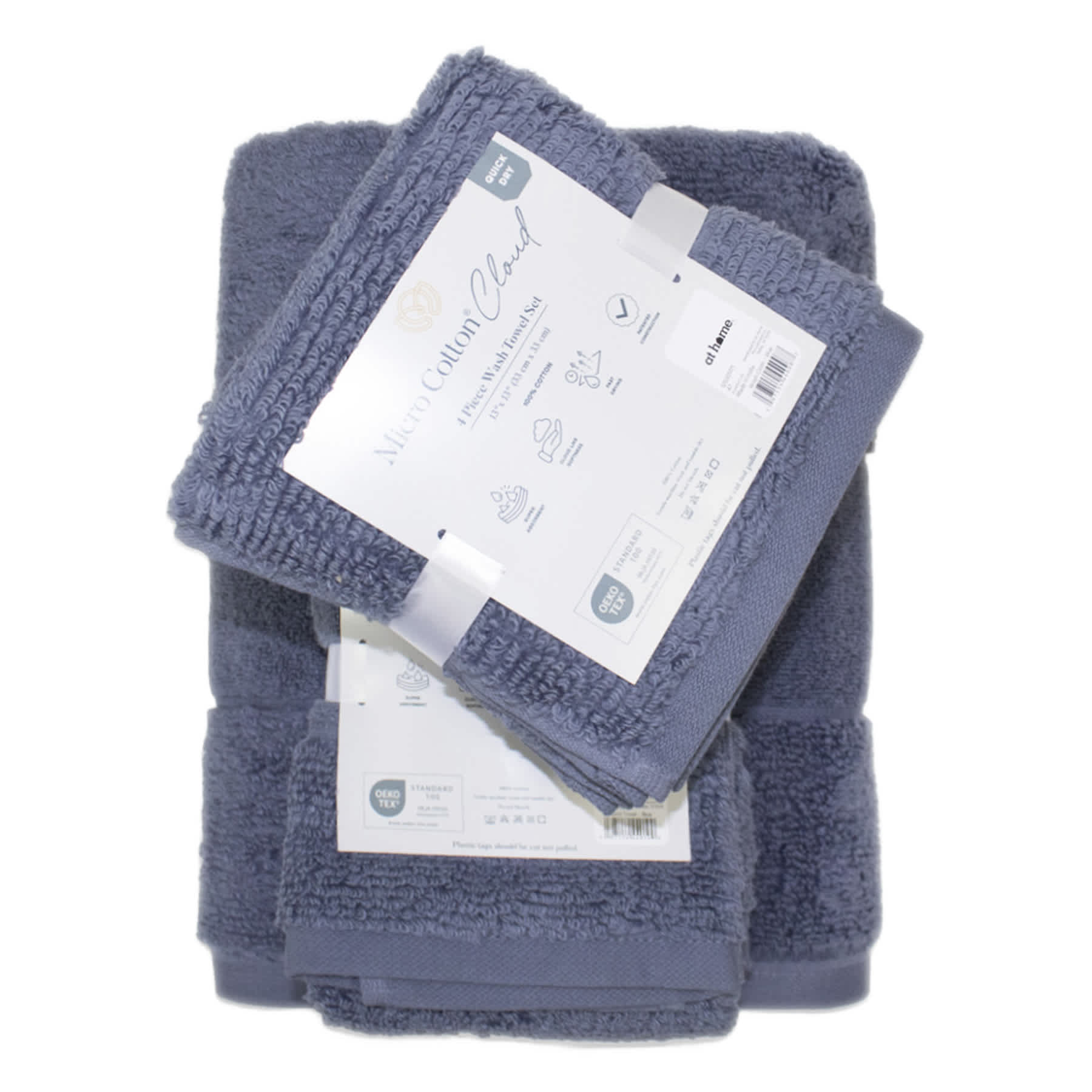 4-Pack Blue Cloud Washcloth Set