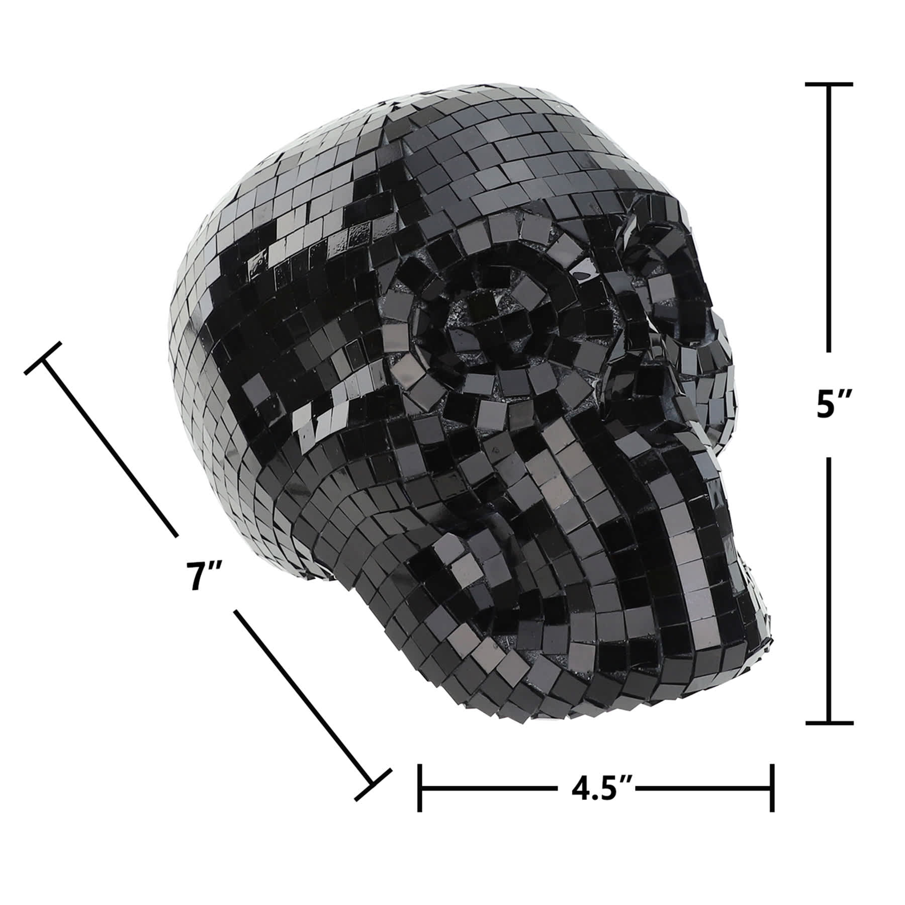Hey Boo! Black Mirror Tiled Skull, 7"