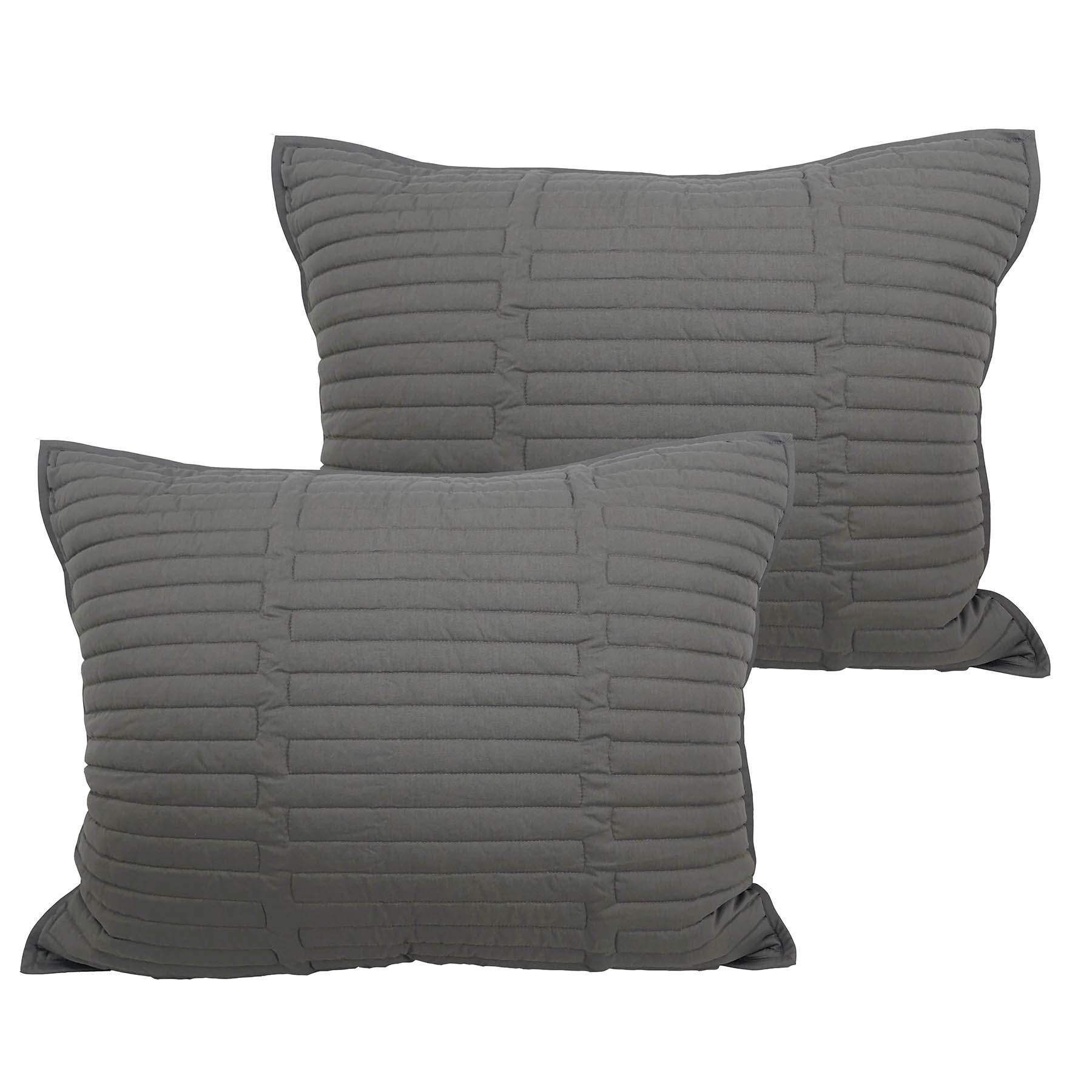Crosby St. 3-Piece Grey Curved Line Quilt Set, Full/Queen