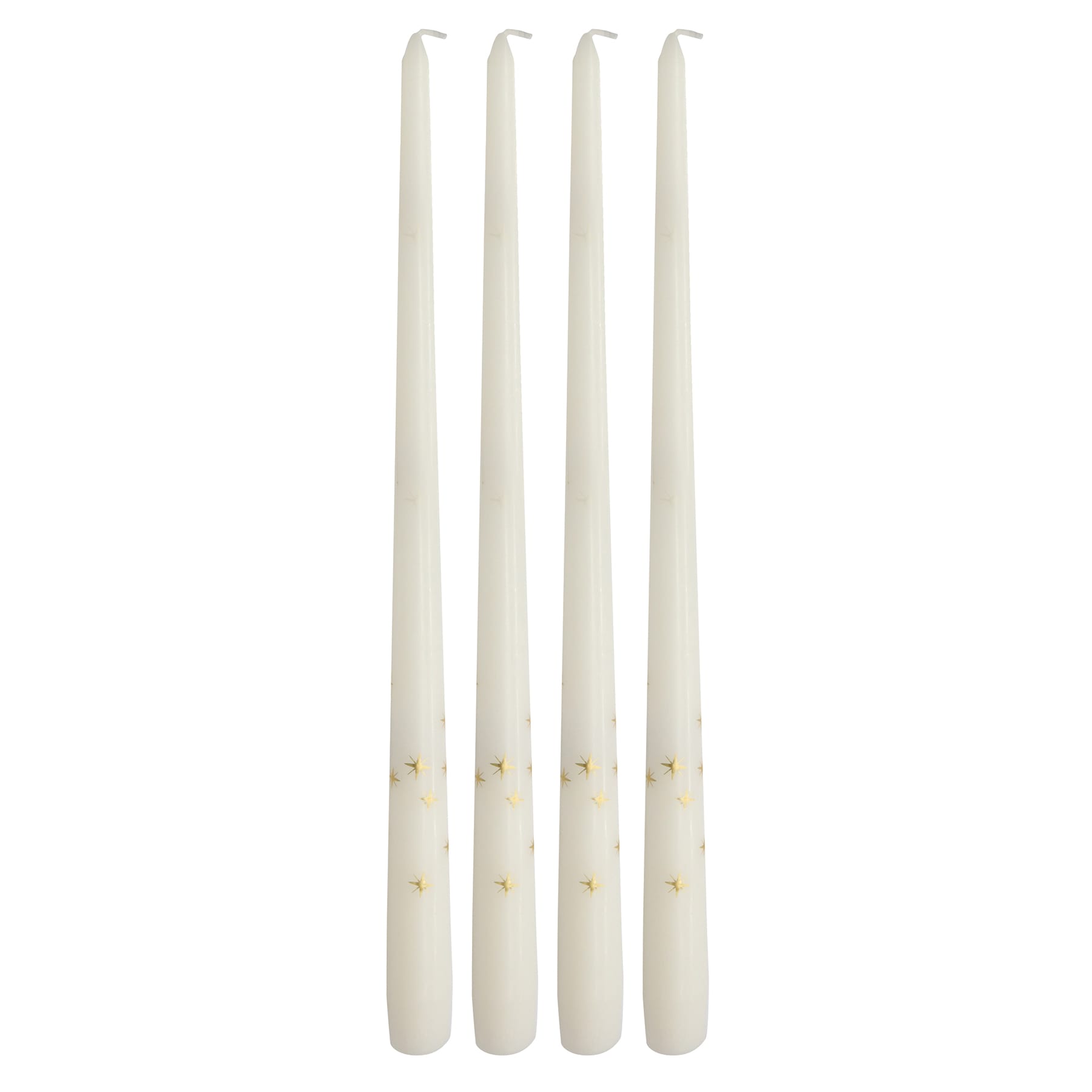 Willow Crossley 6-Pack Gold Star Unscented Taper Candles, 15"