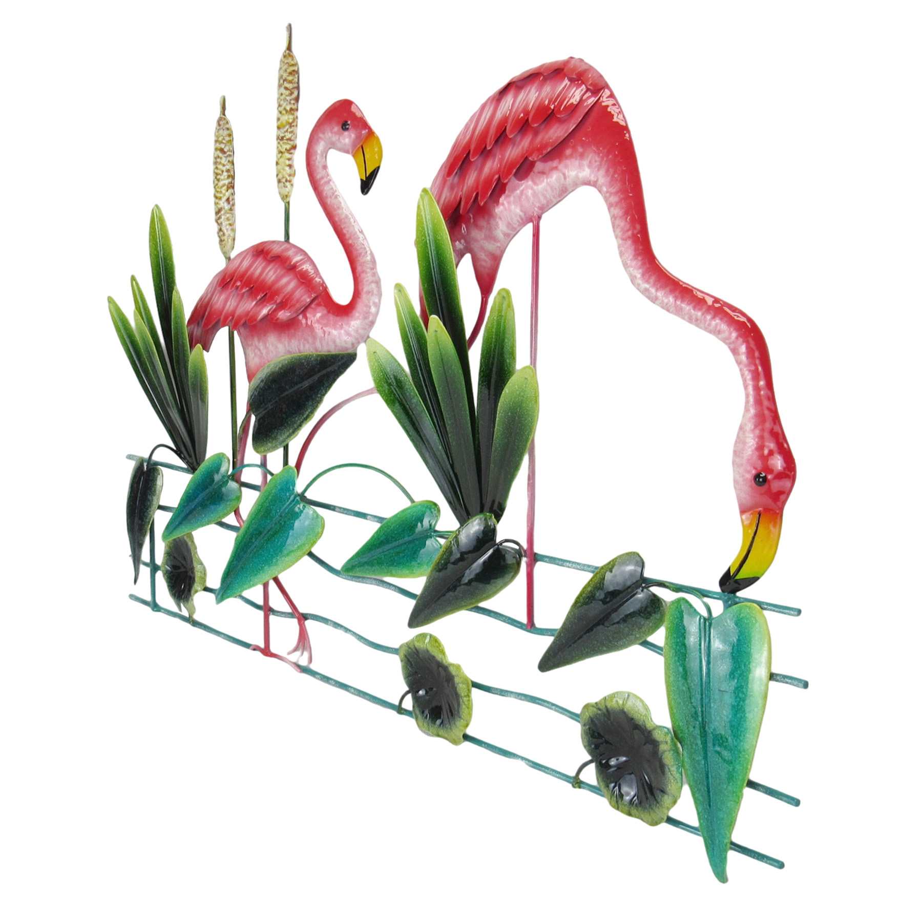 Metal Flamingos Outdoor Wall Decor, 29"