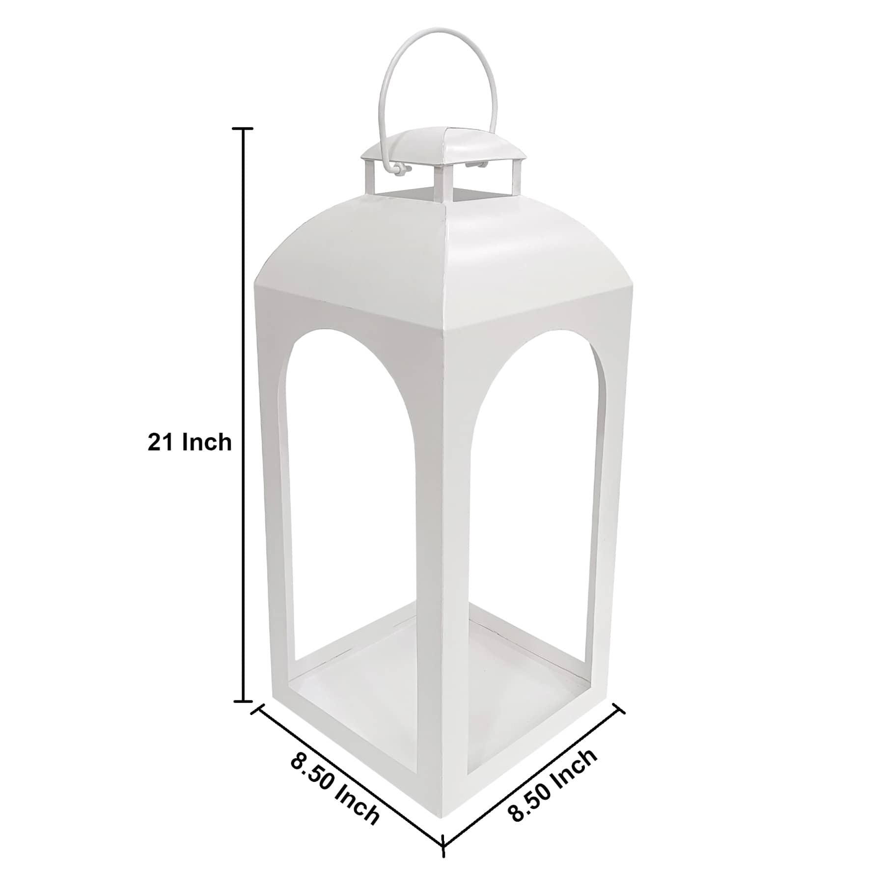 White Metal Lantern, 21"