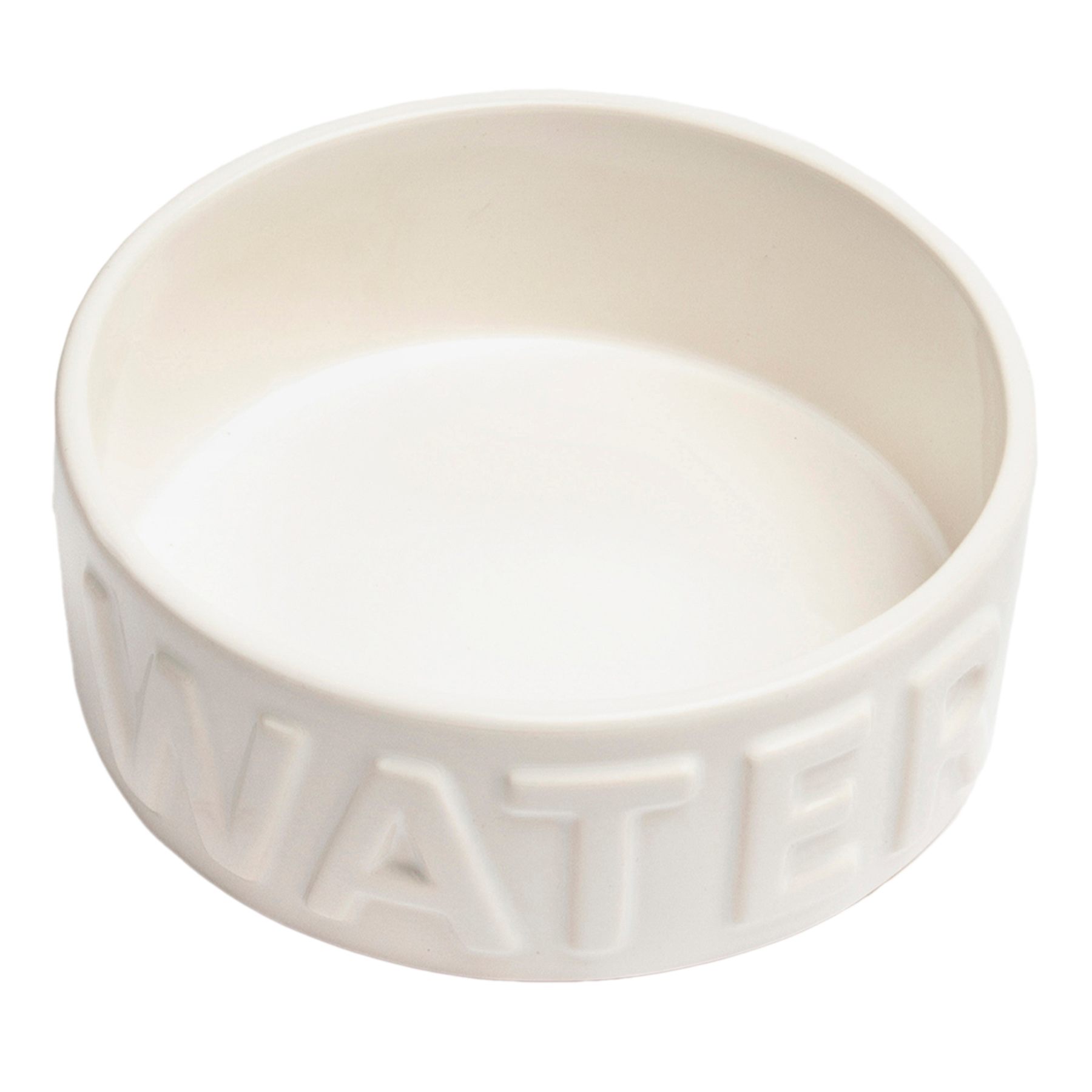 Classic White Ceramic 8-Cup Pet Water Bowl, Large