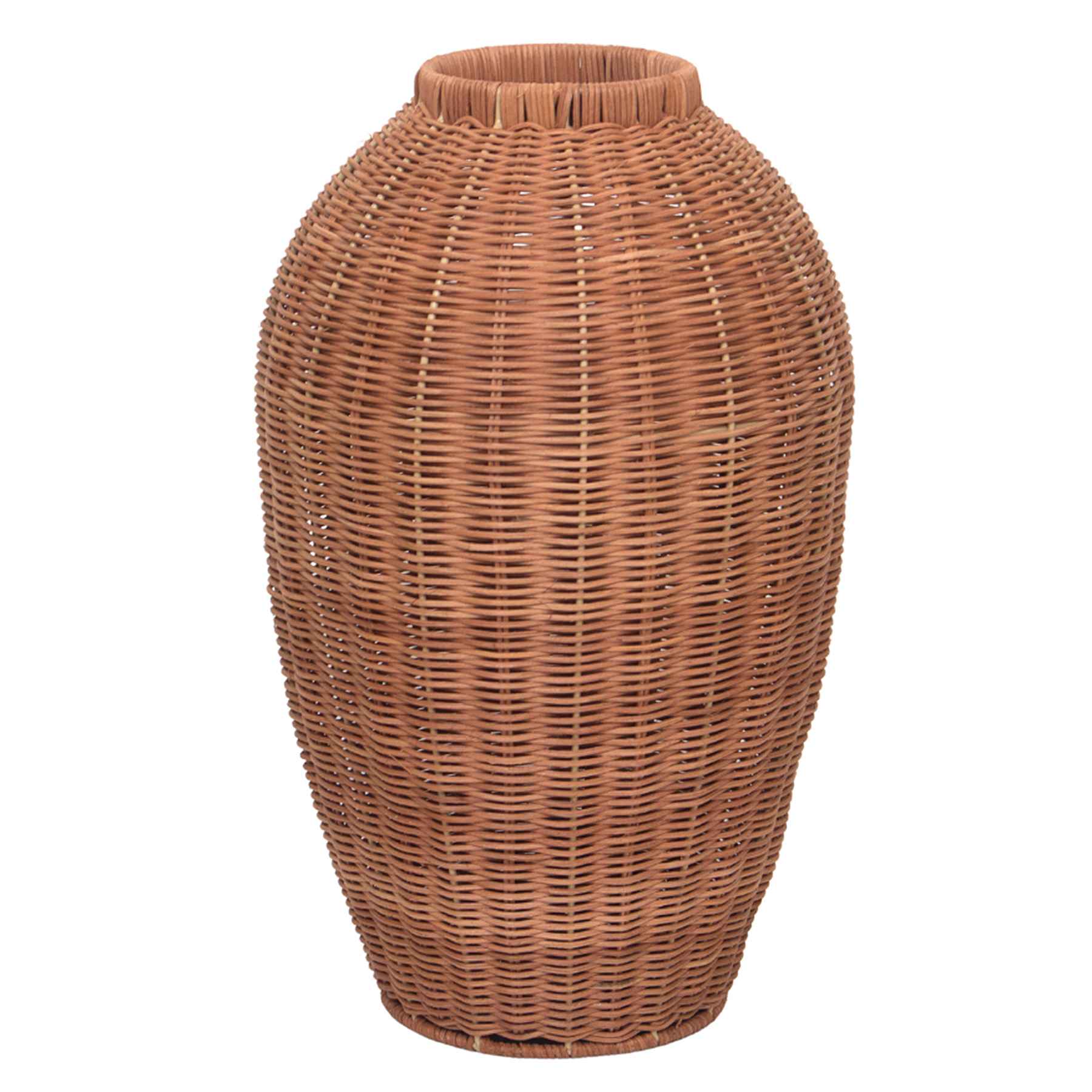 Tall Natural Rattan Decorative Vase, 10.6x17