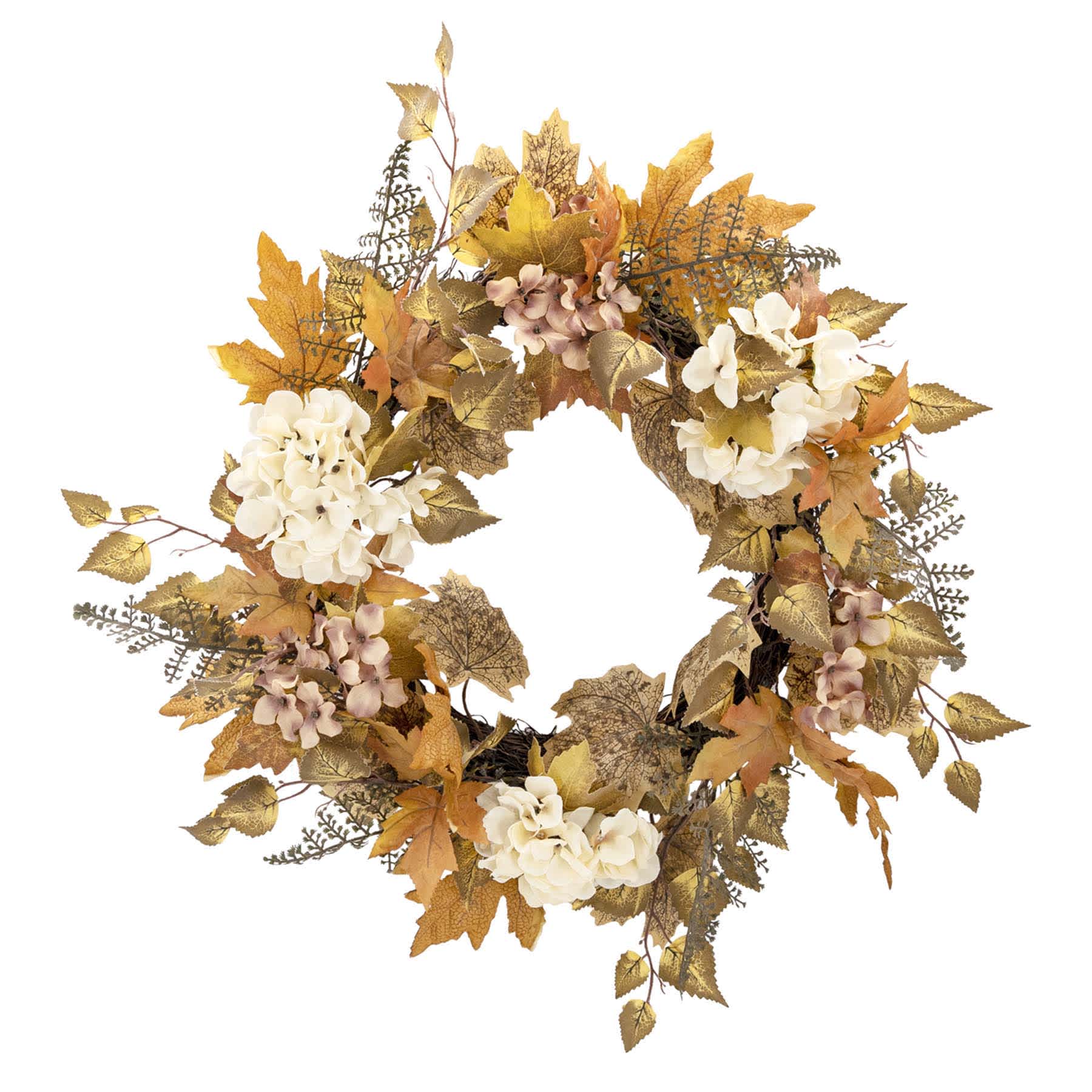 Mixed Leaves Hydrangea Wreath, 24"