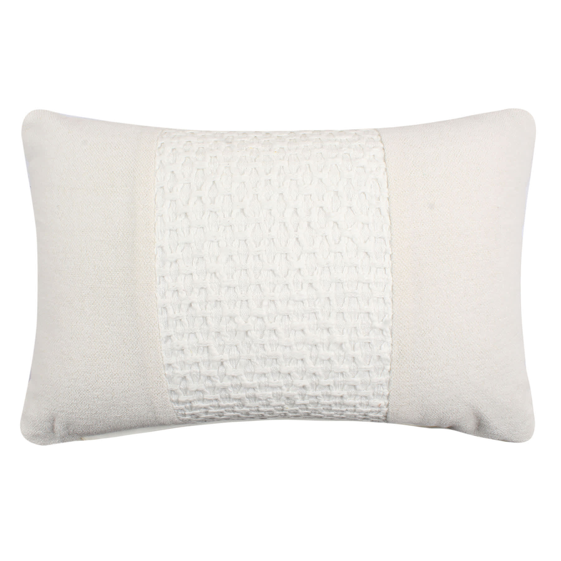 Honeybloom Beige Woven Textured Patch Pillow 14x22