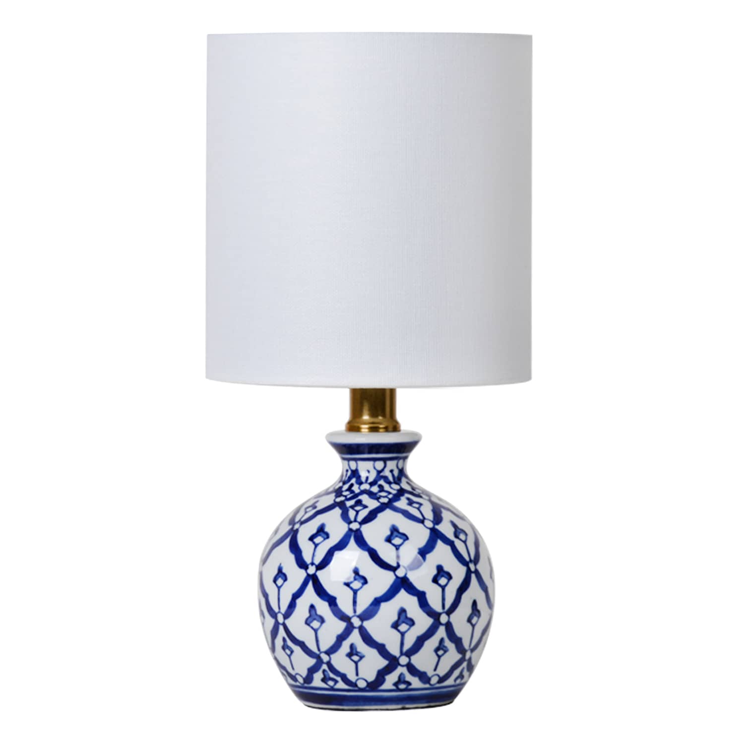 Providence Blue & White Printed Mini Table Lamp with Shade, 12"