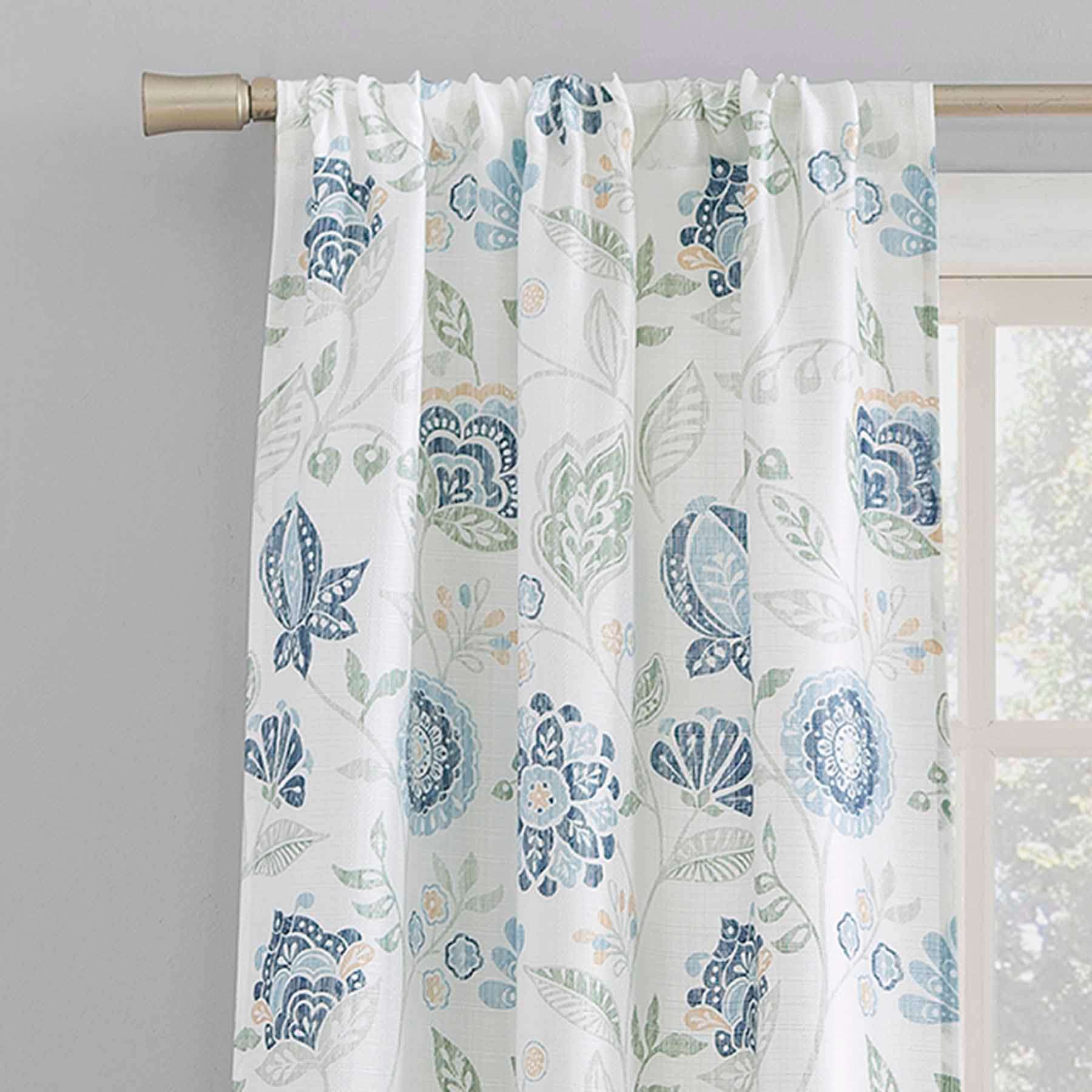 Selah Blue & Yellow Print Curtain Panel, 84"