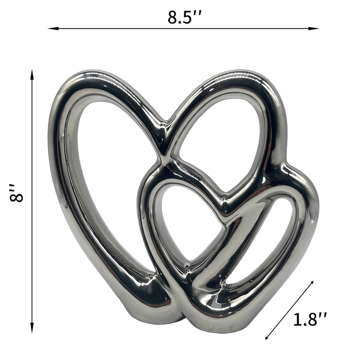 Silver Porcelain Heart Figurine, 8"