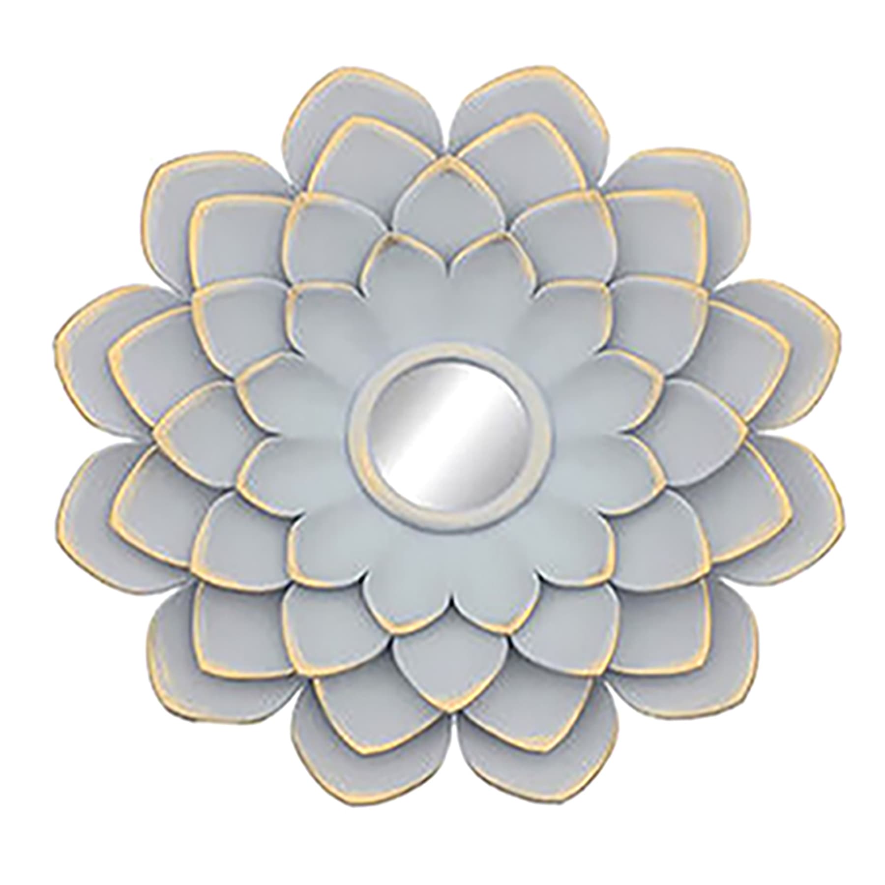 3-Piece Grey Floral Accent Wall Mirror Set, 14"