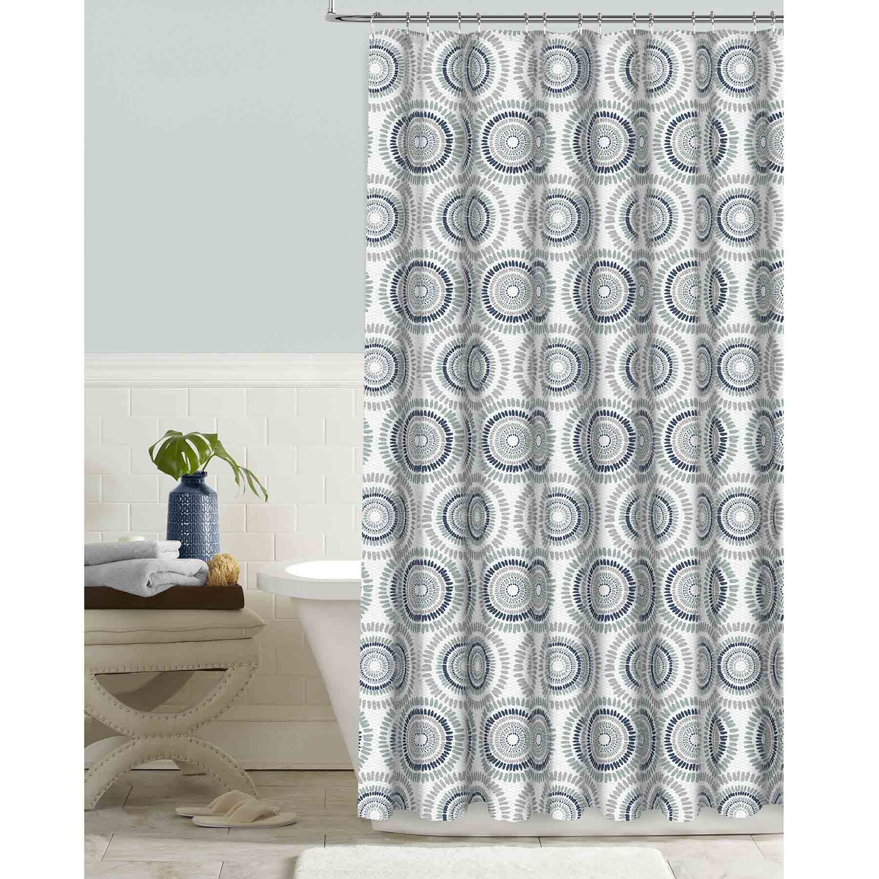Indigo Kaleidoscope Embossed Shower Curtain, 72"