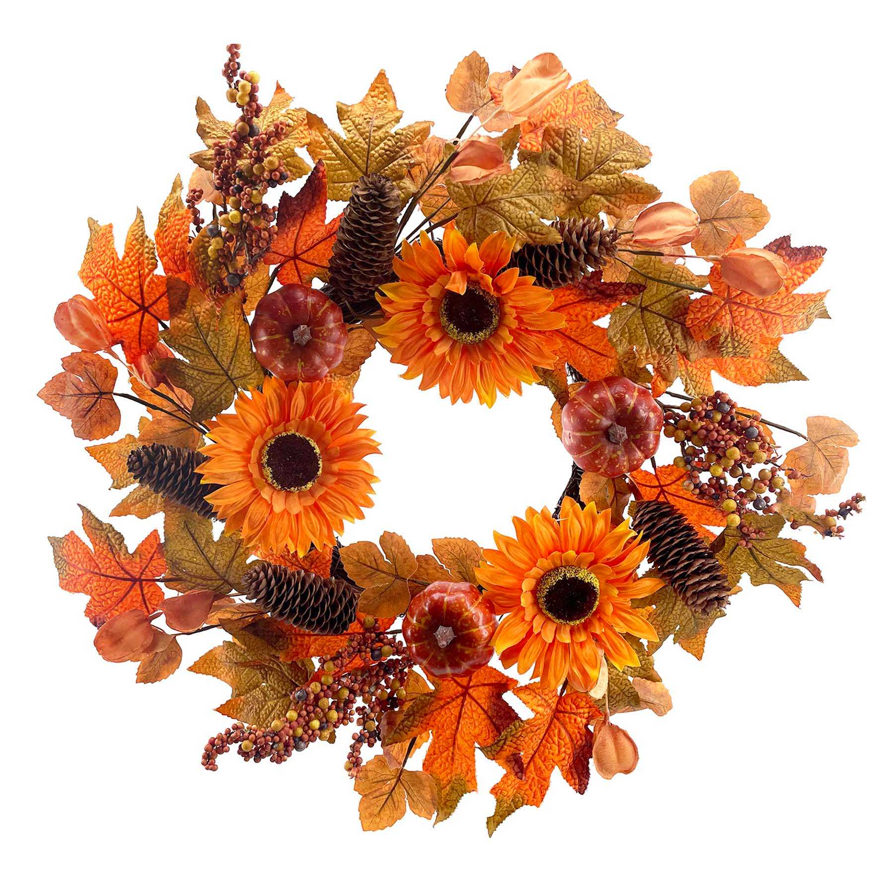 Sunflower & Pumpkin Wreath, 22"