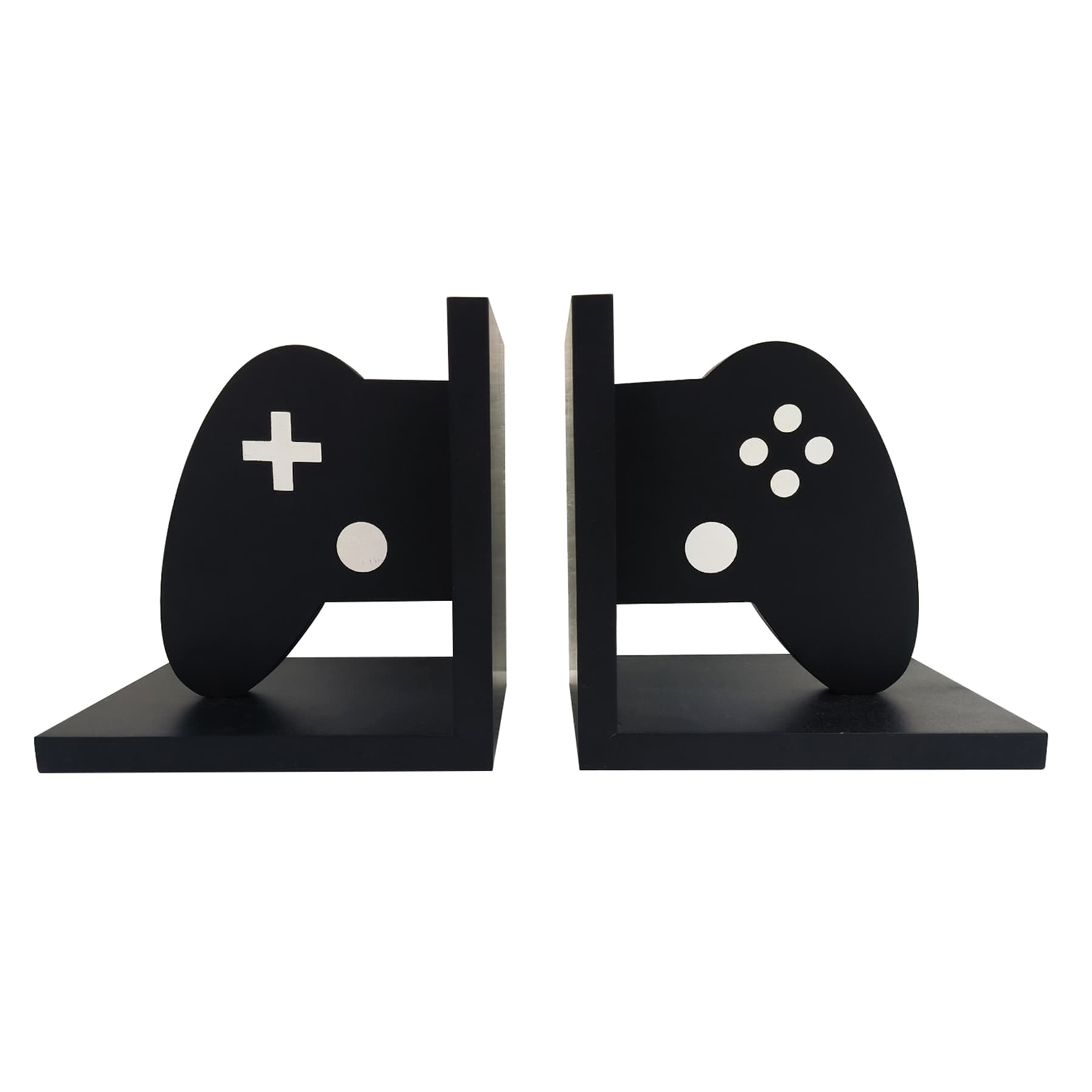 Black Game Controller Bookends, 11"