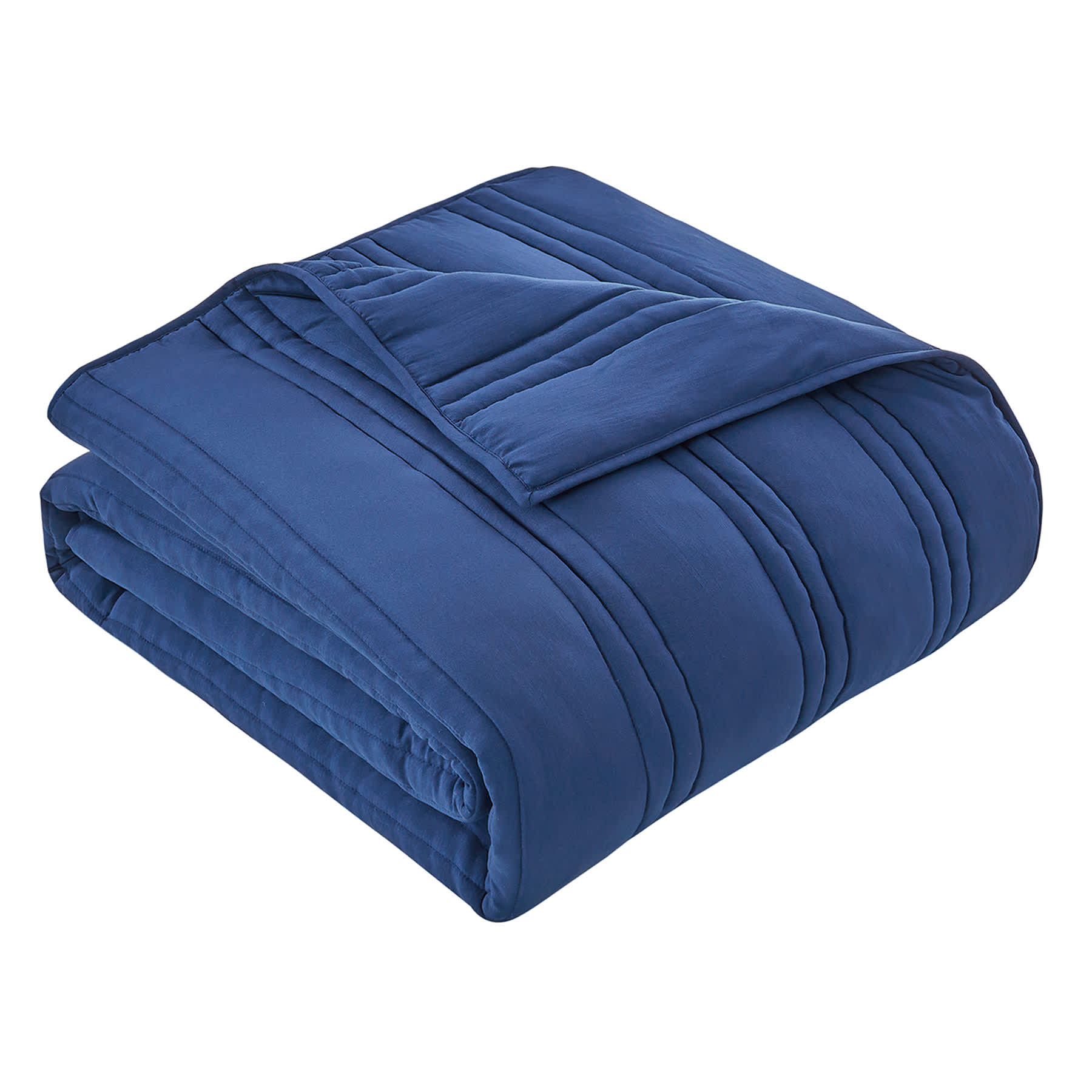 2-Piece Blue Stripe Washed Microfiber Quilt Set, Twin/Twin XL