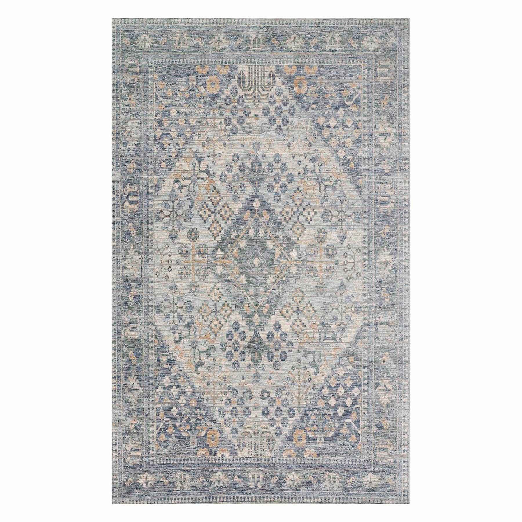 (A436) Honeybloom Penelope Grey Diamond Distressed Look Area Rug, 8x10