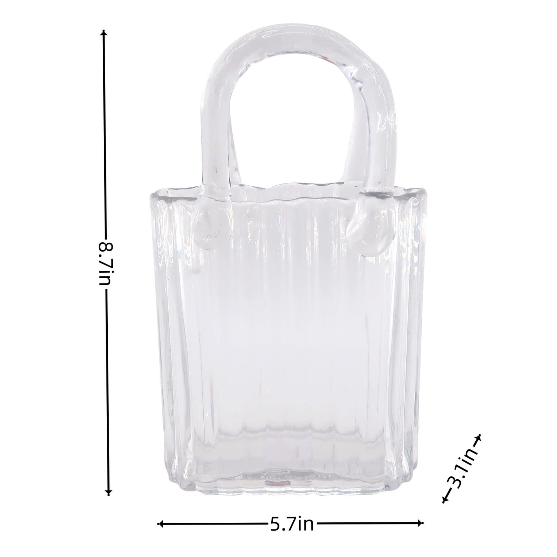 Ribbed Glass Purse Vase, 6x9