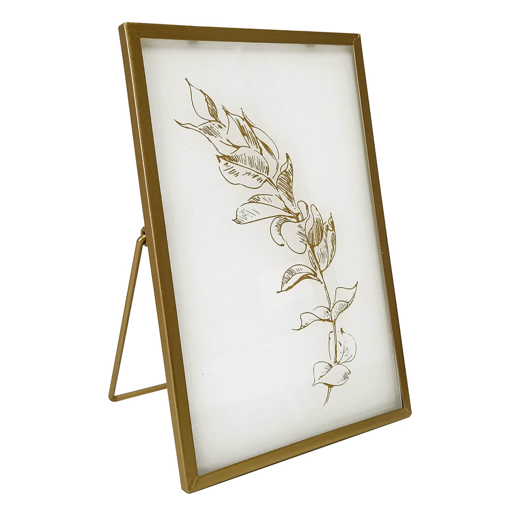 Providence Gold Wildflower Etched Glass Frame, 5x8