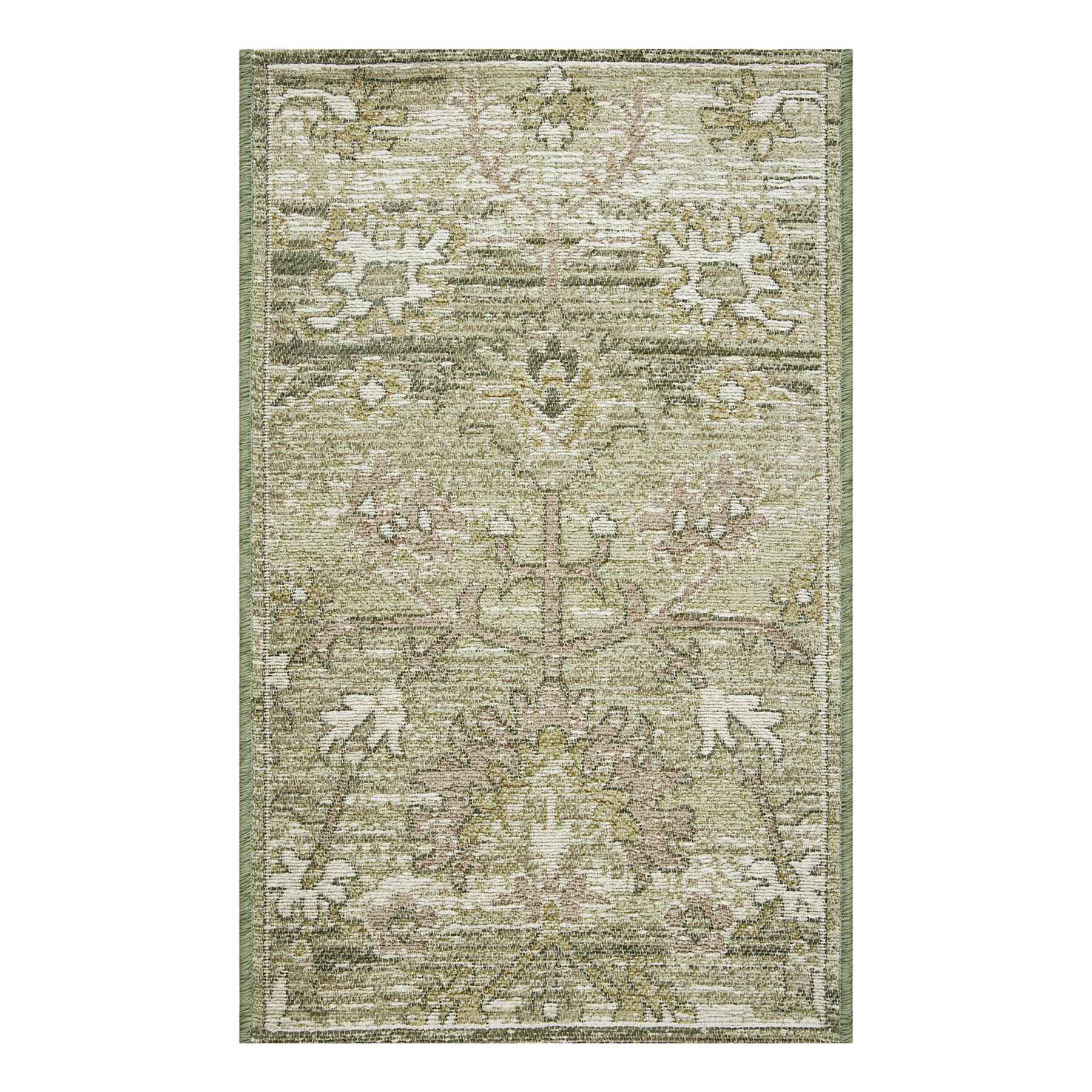 Sage Floral Tapestry with Gel Back Accent Rug, 21x34