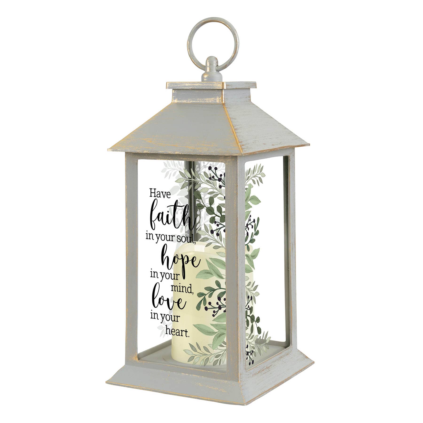 Faith, Hope, & Love Solar Outdoor Lantern, 13"