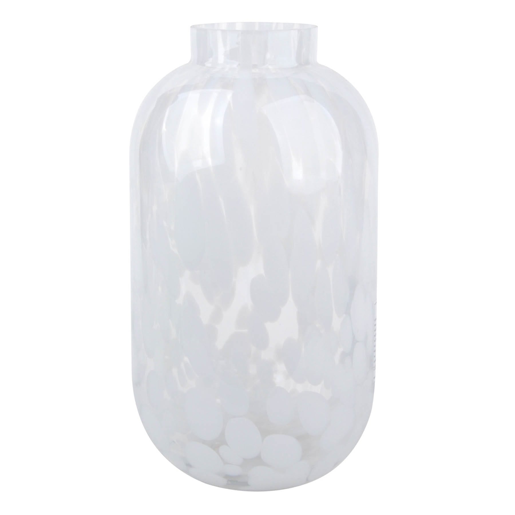 Glass Vase with White Solid Dots, 9.7"