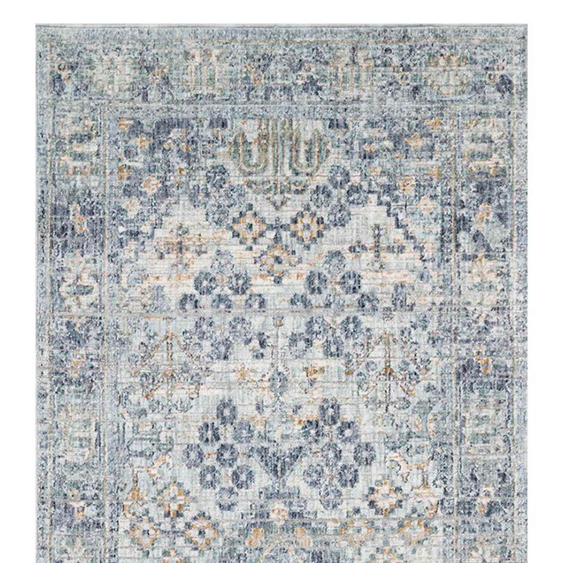 (A436) Honeybloom Penelope Grey Diamond Distressed Look Runner, 2x6