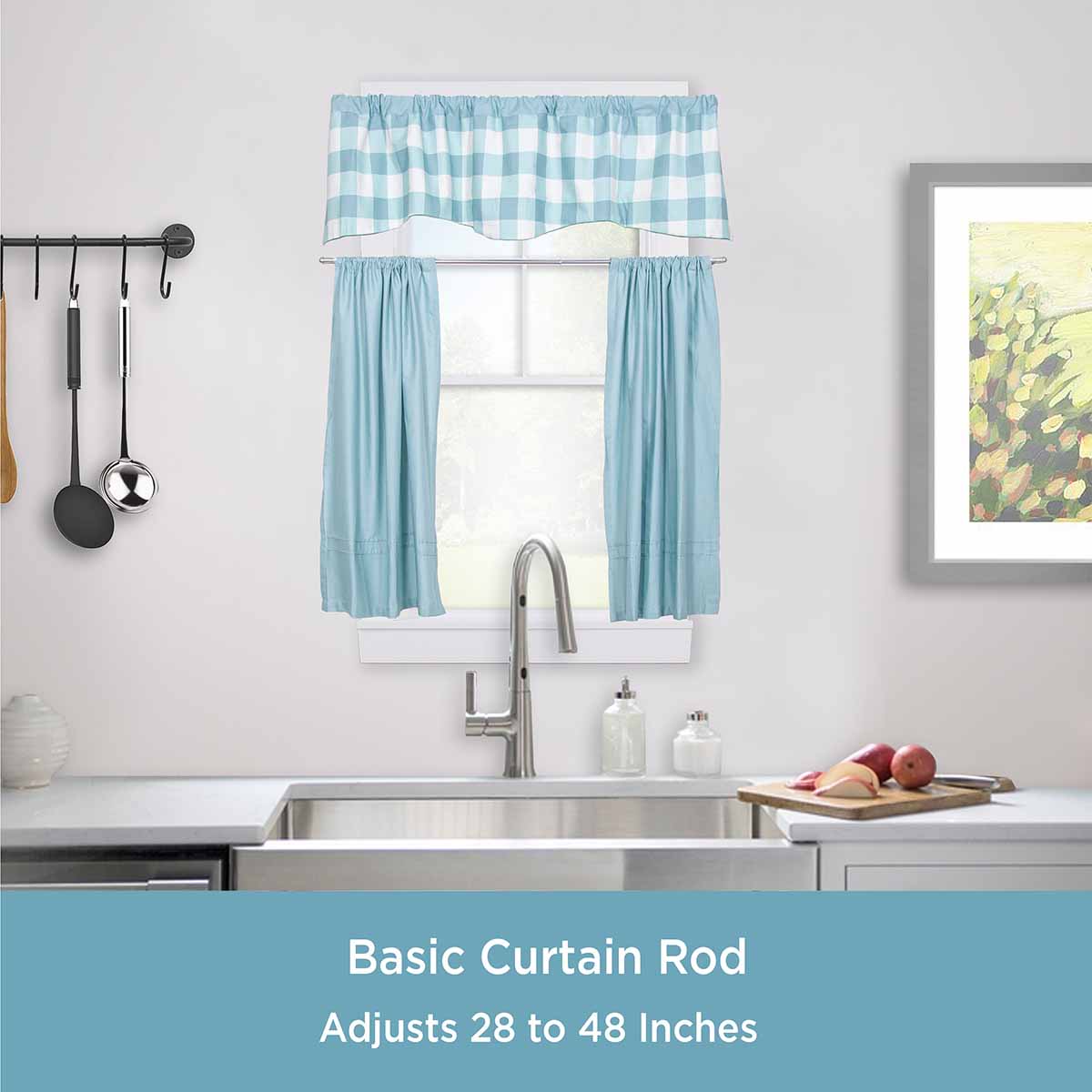 White Heavy Duty Curtain Rod, 28-48"