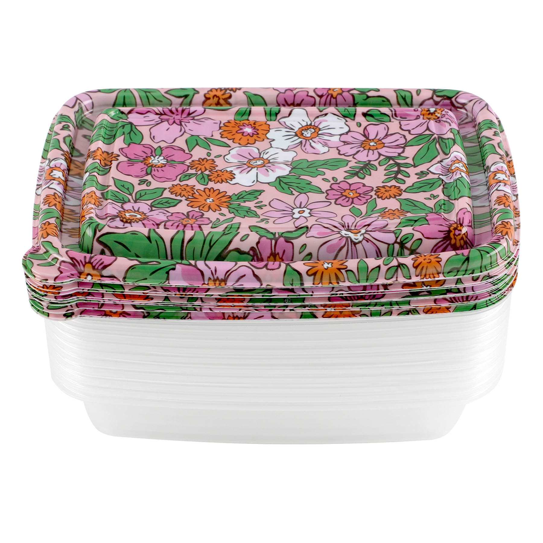 20-Piece Flowers Rectangle Food Storage Set