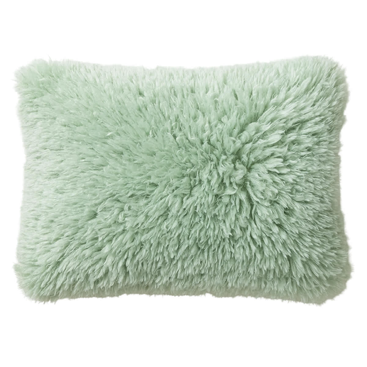 Mint Alpaca Faux Fur Throw Pillow, 14x20