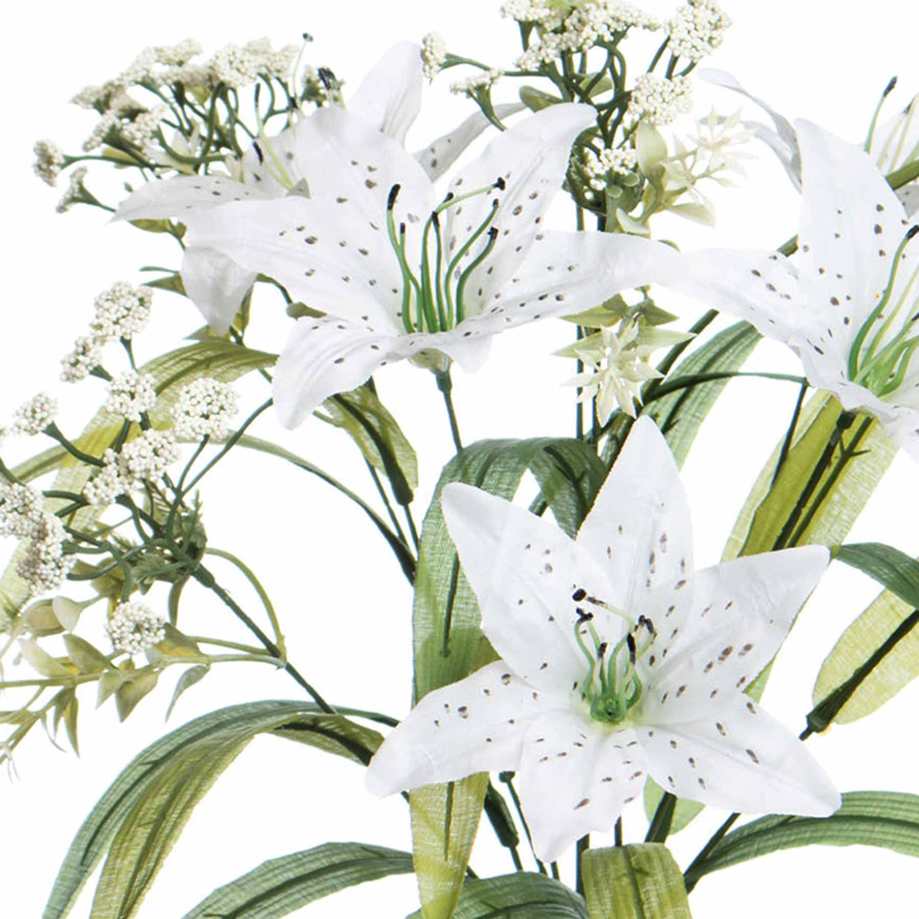 White Tiger Lily & Queen Ann Lace Bush, 18"