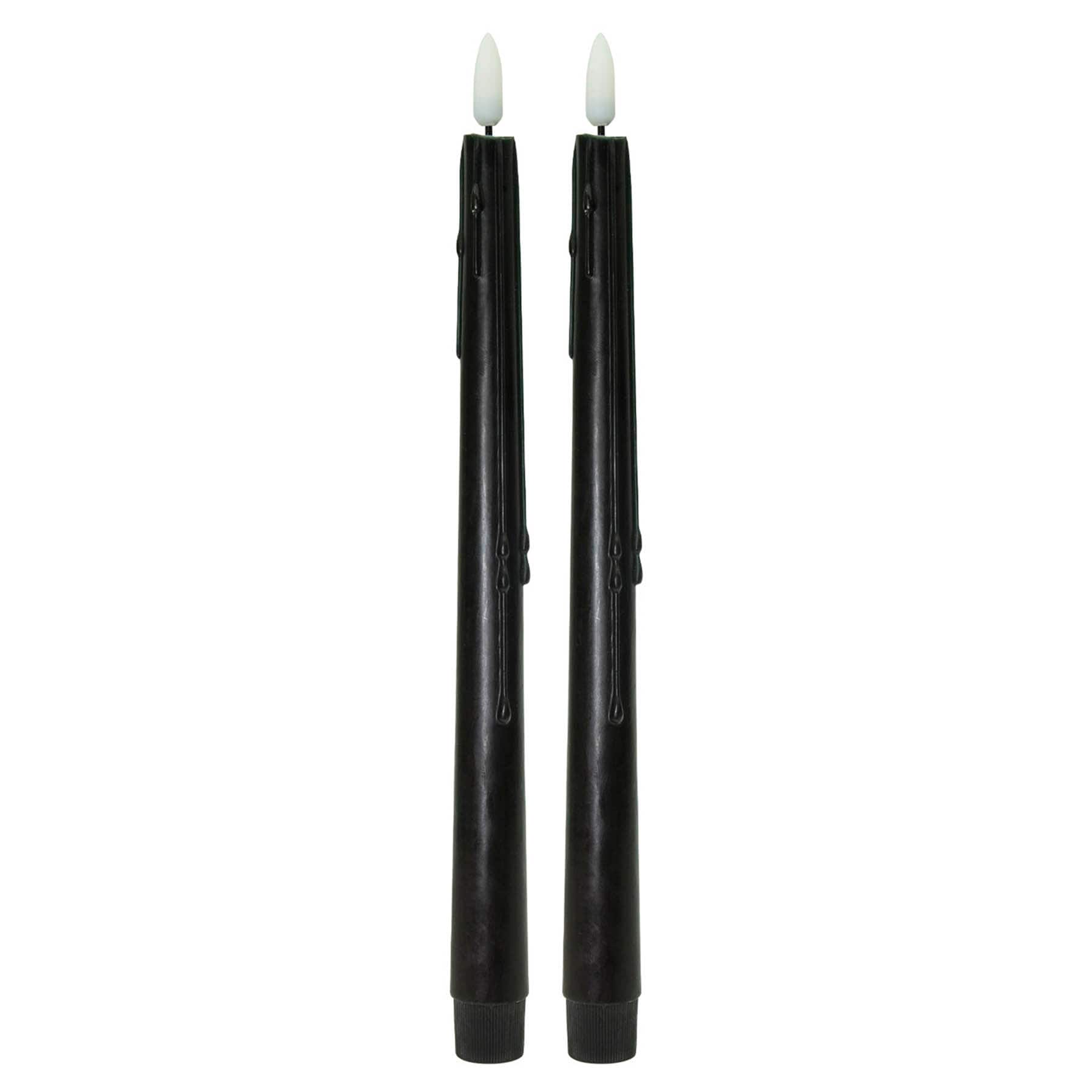 2-Pack Black LED Taper Candles, 11"