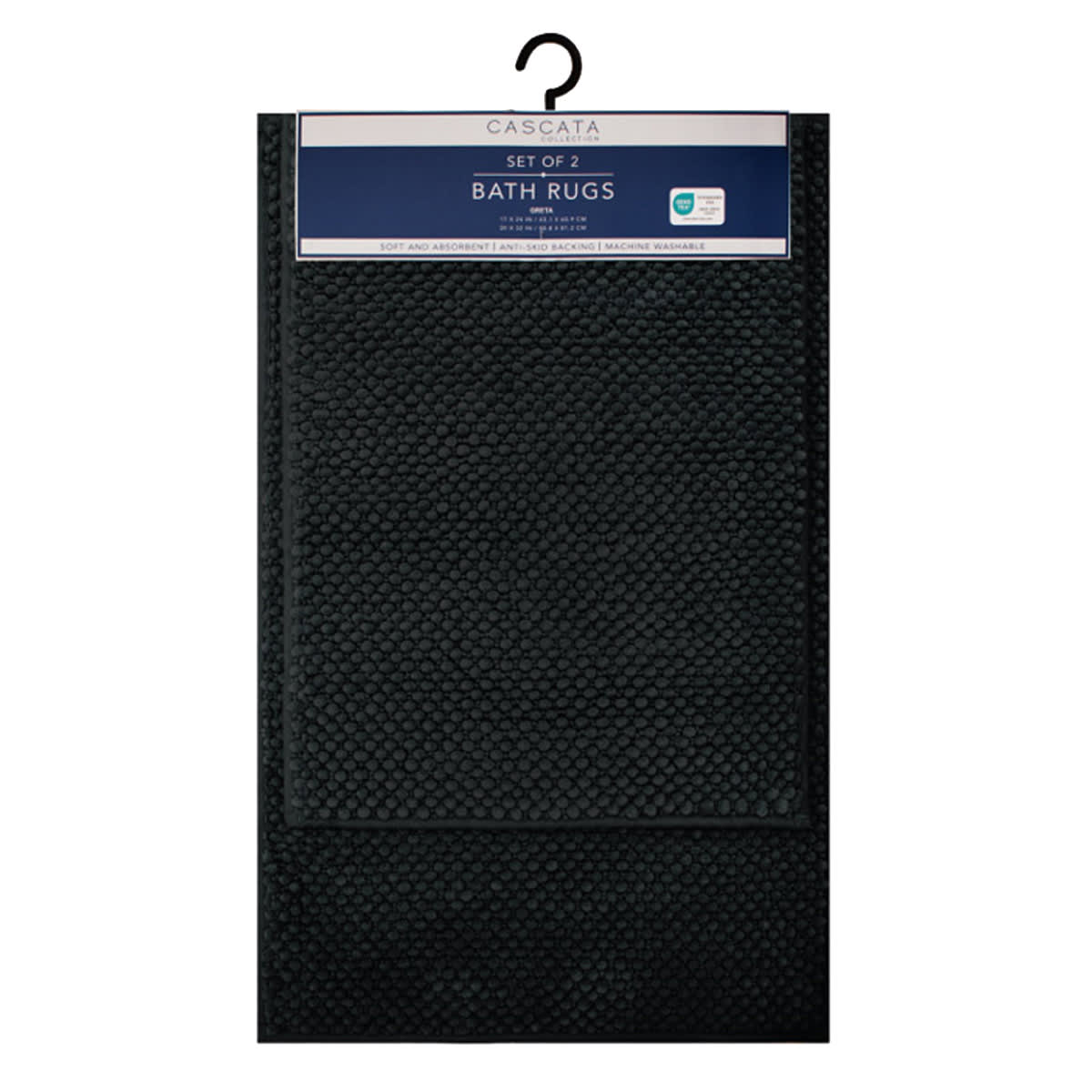 2-Piece Black Greta Zig Zag Noodle Rug Set