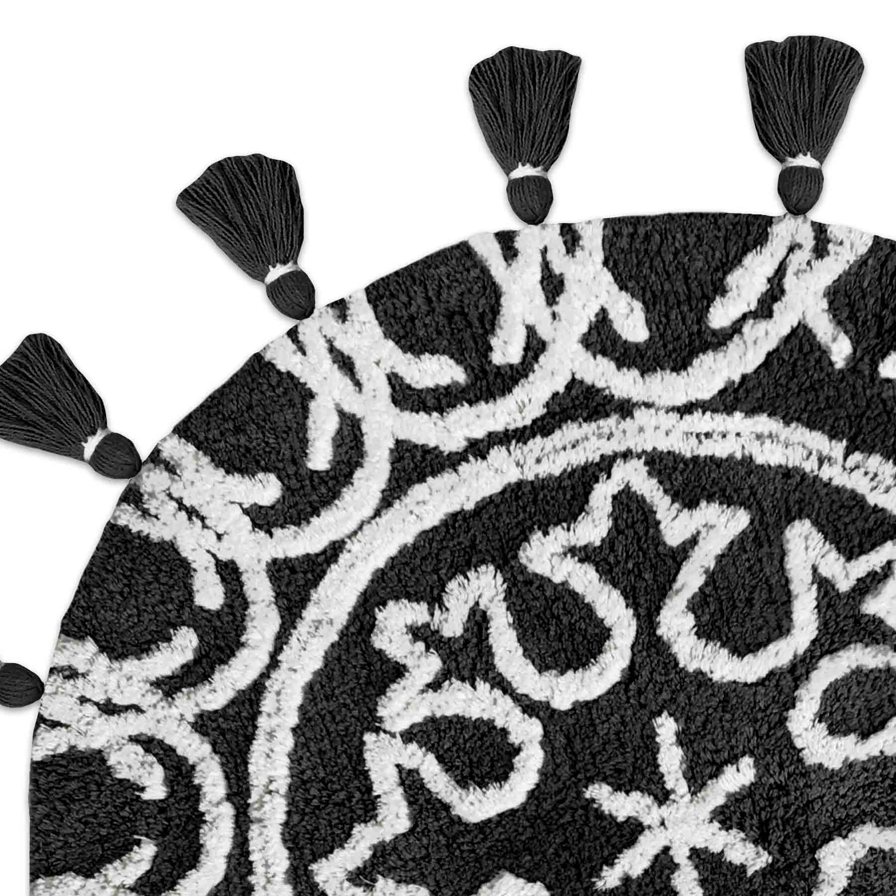 Black Round Tufted Bath Rug, 24"
