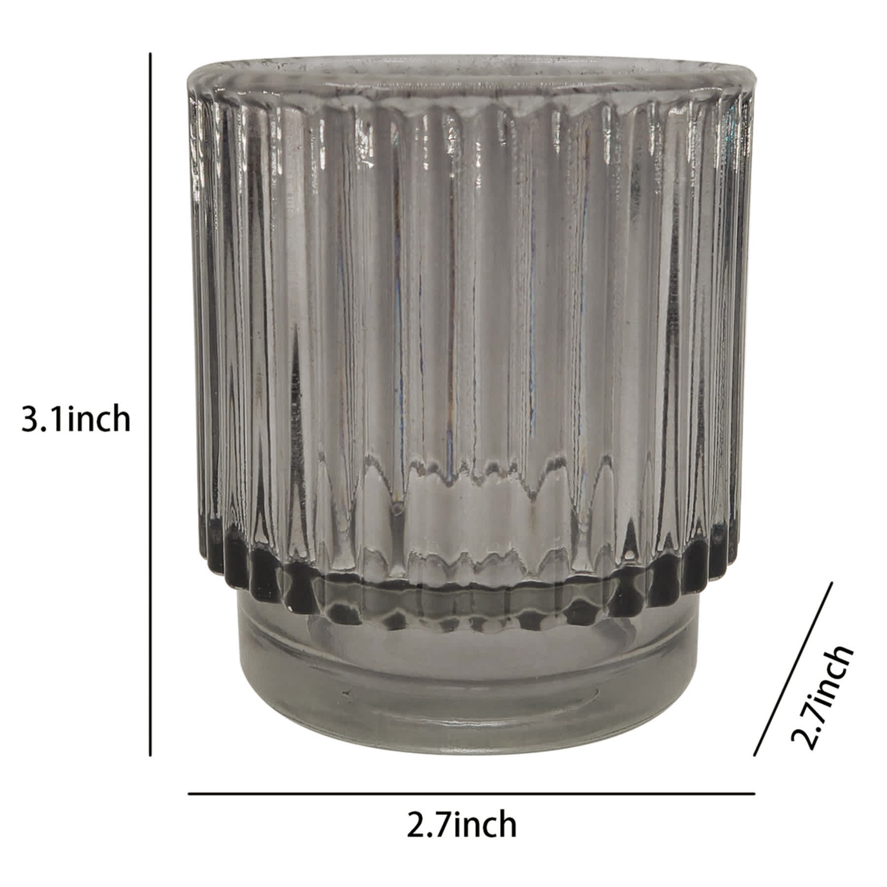 Dark Grey Glass Votive Candle Holder, 3"