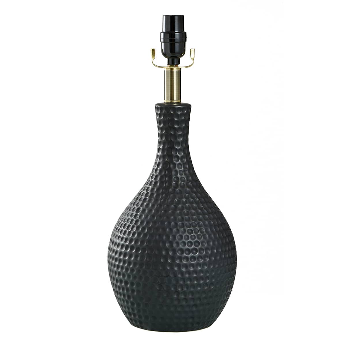 Black Dimpled Ceramic Medium Table Lamp Base, 18.5"