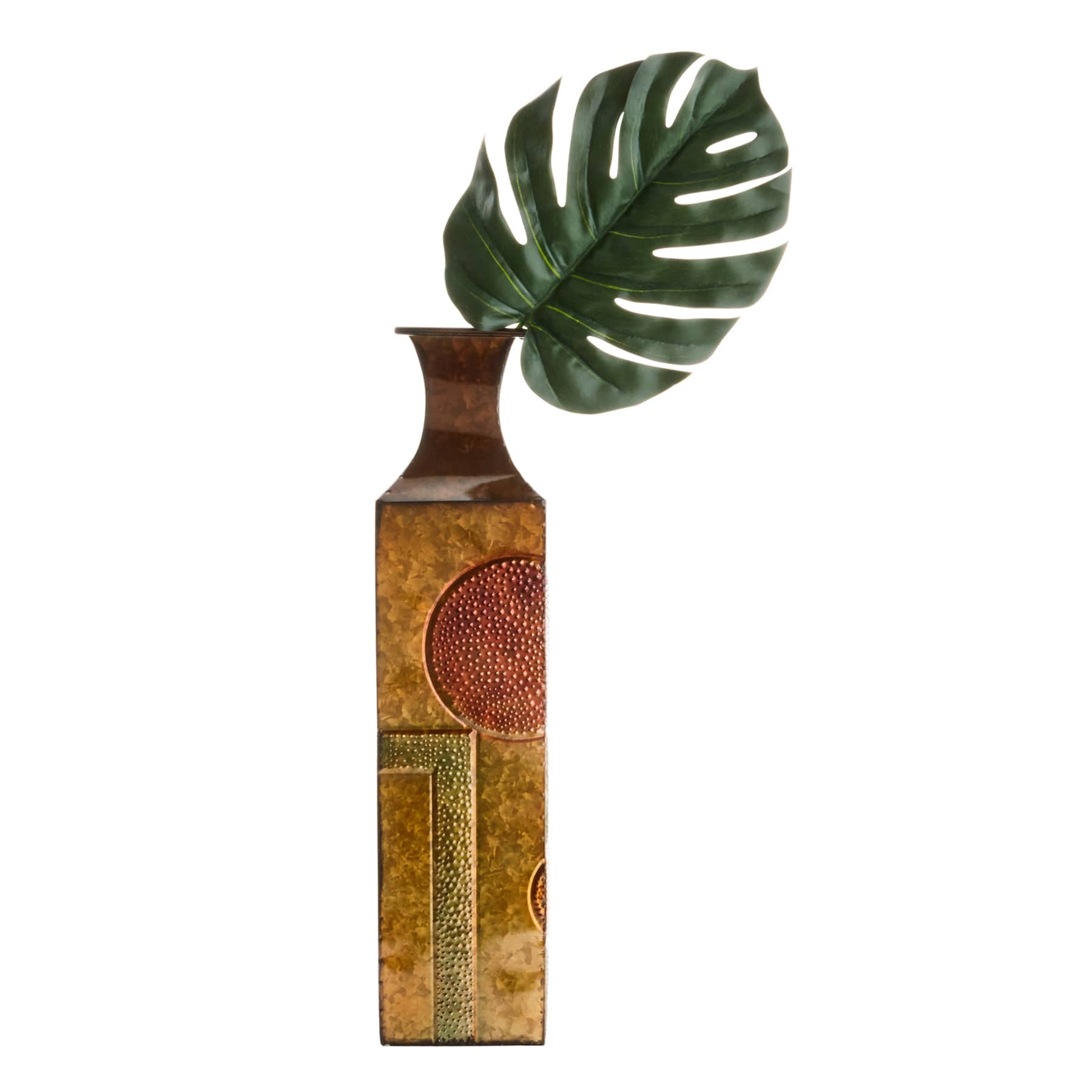 Metal Geometric Patterned Vase, 24"