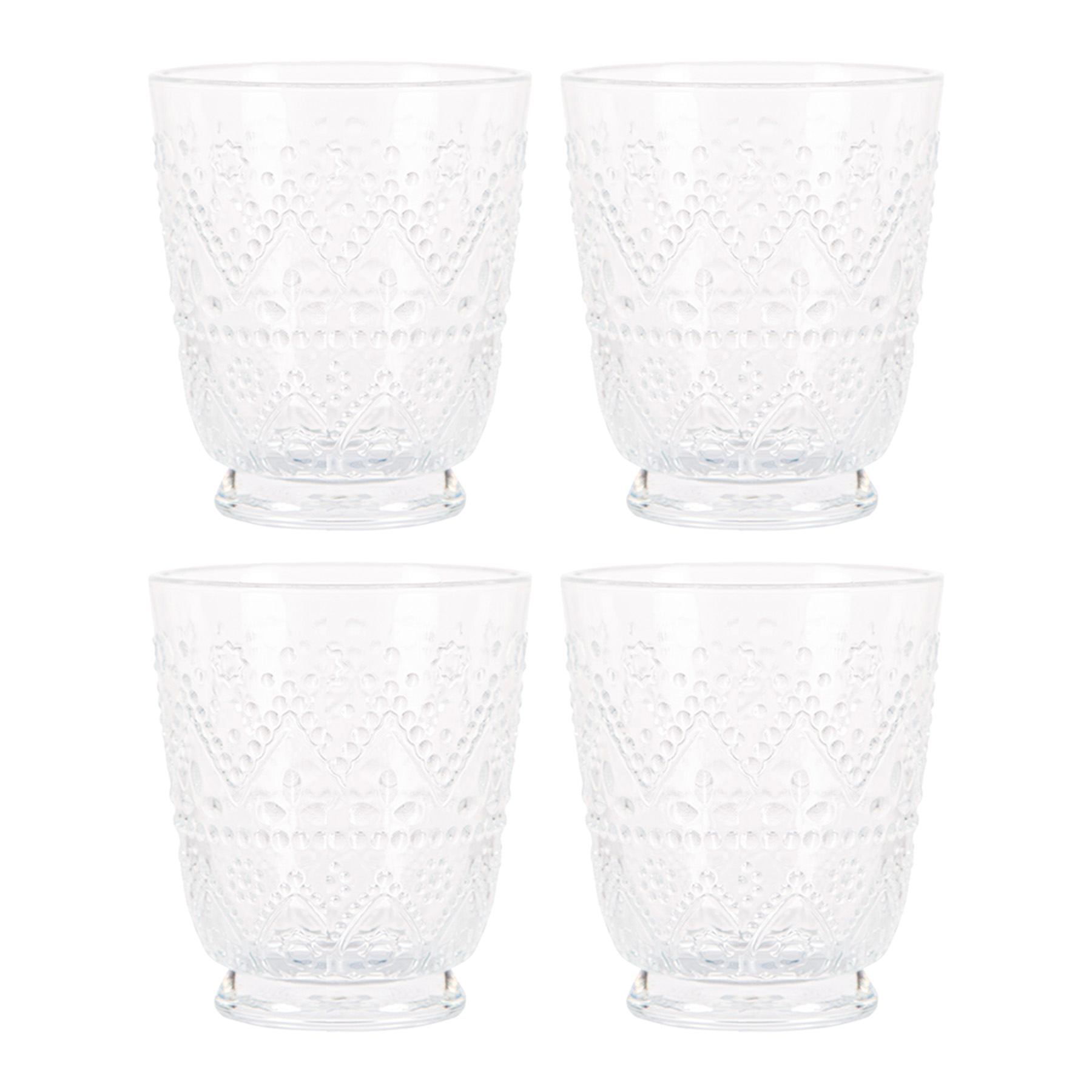 Set of 4 Aria Clear Double Old Fashioned Glasses, 11.5oz