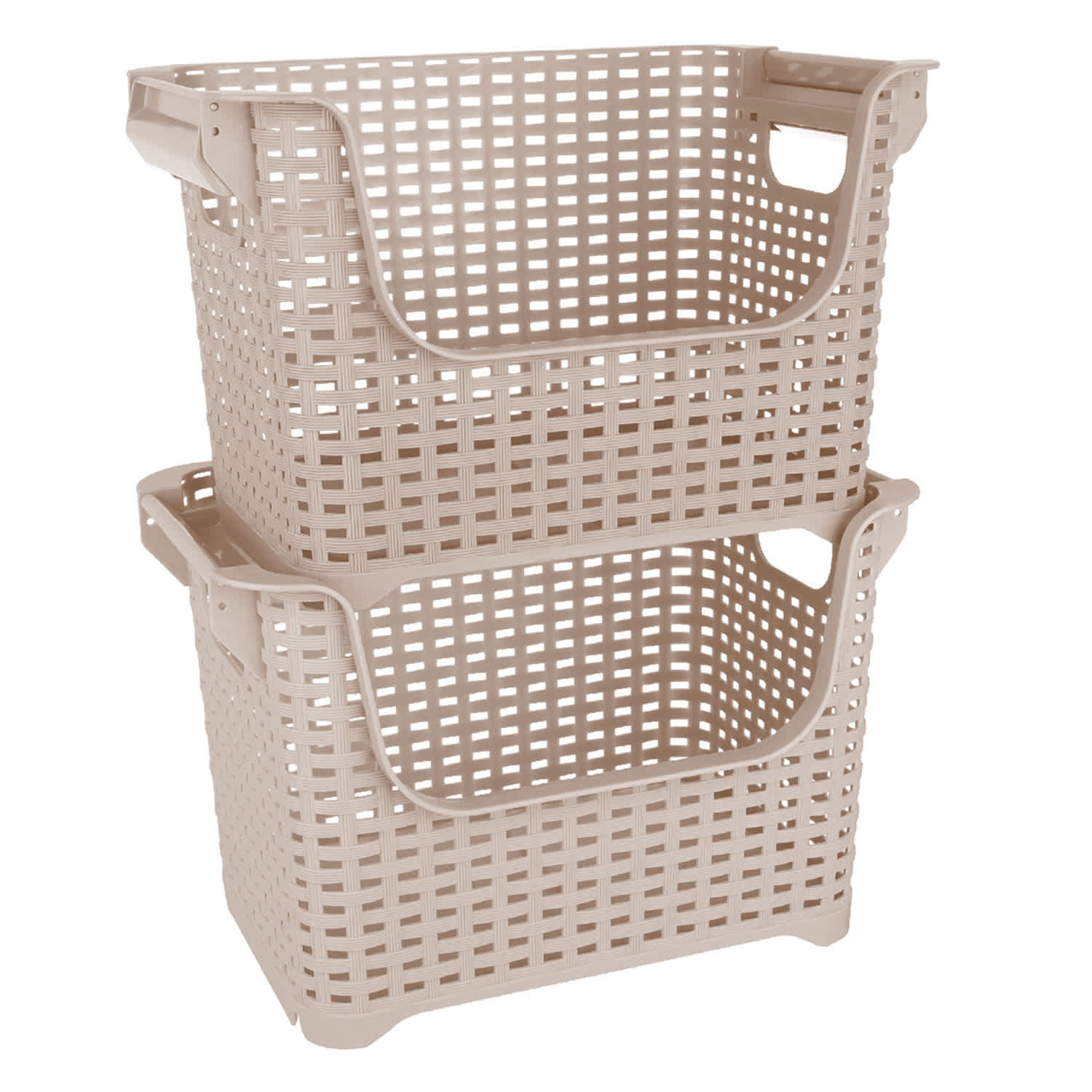 Crossover Weave Stackable Storage Basket, Tan