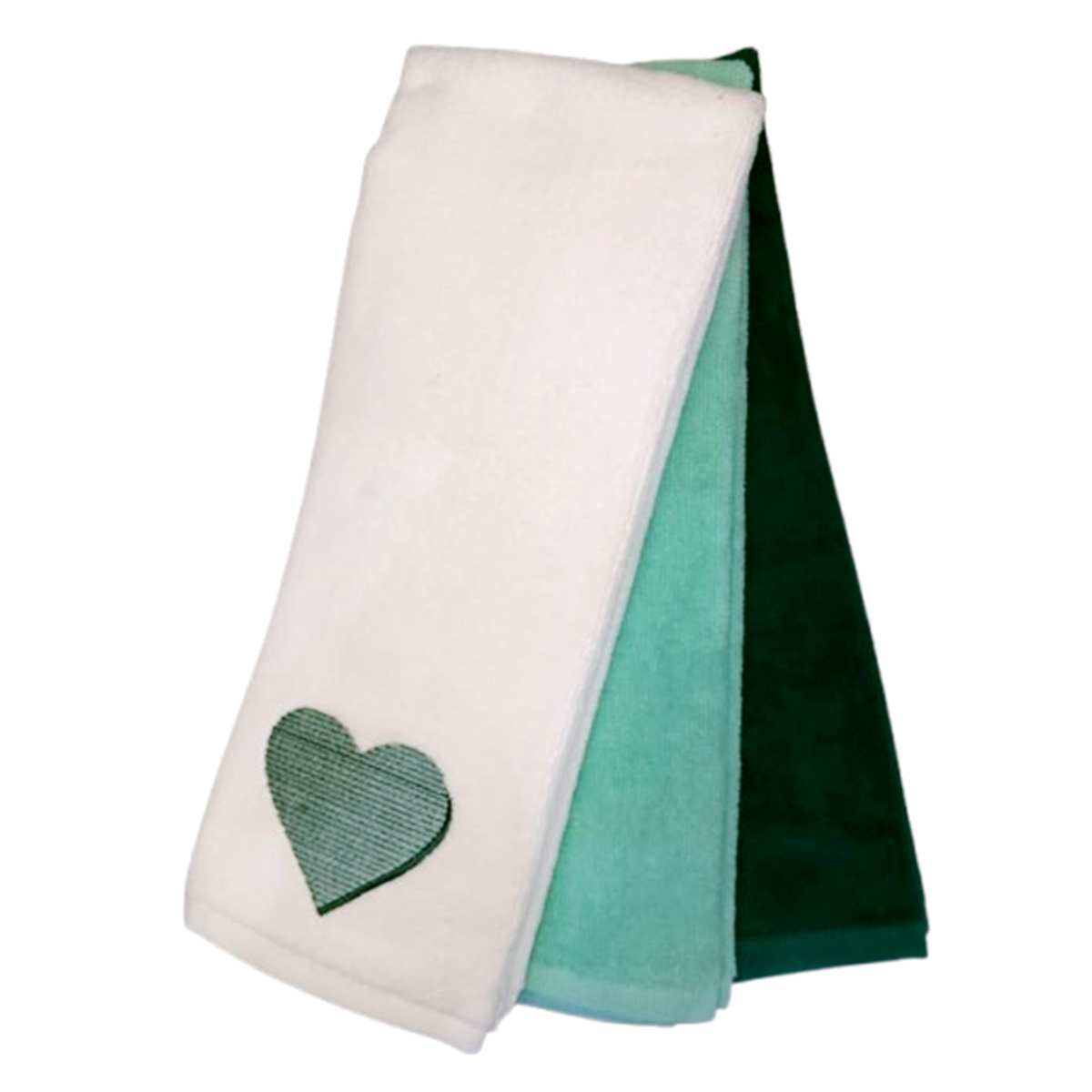 3-Pack Mint Green Heart Hand Towel Set