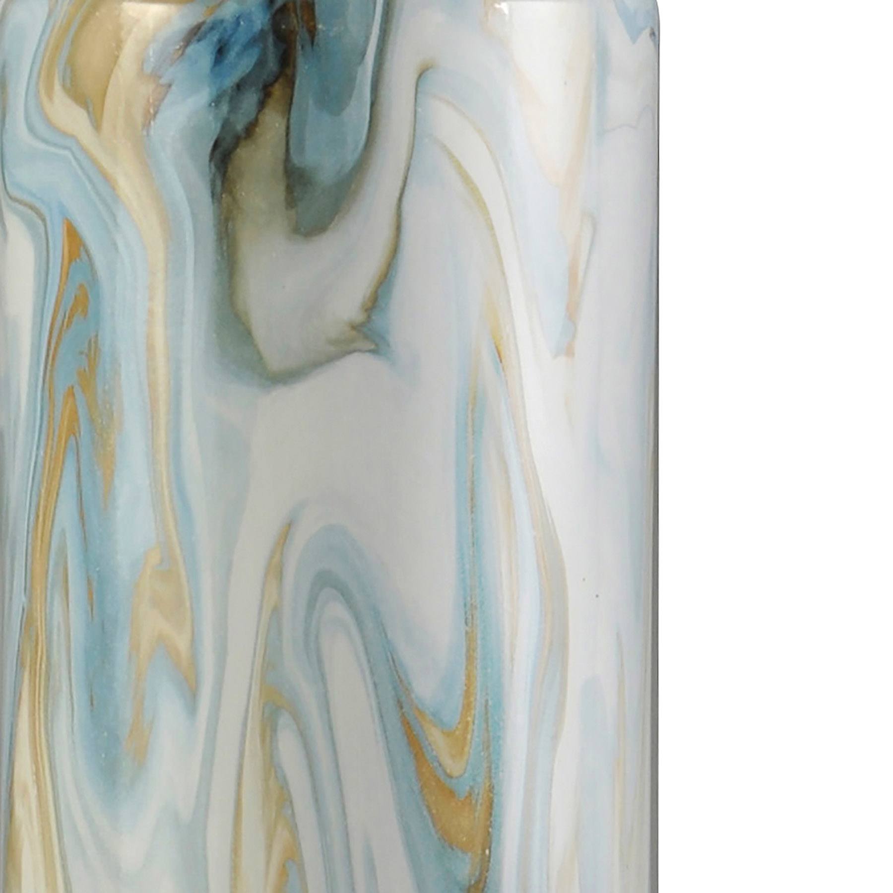 White Marbled Large Table Lamp Base with Gold Accent, 23"