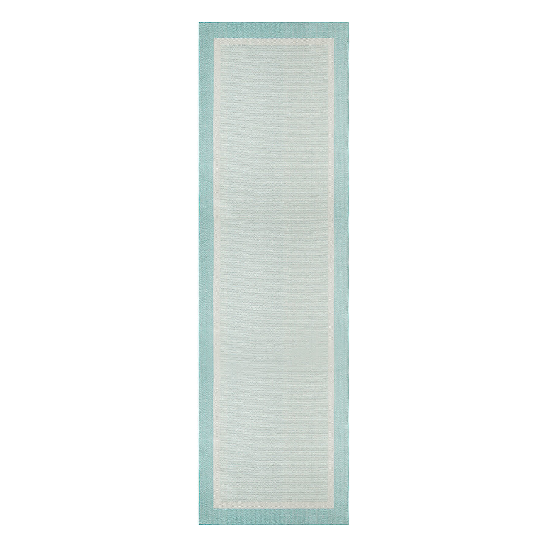 (E516) Fifer Aqua Border Outdoor Runner, 2x7