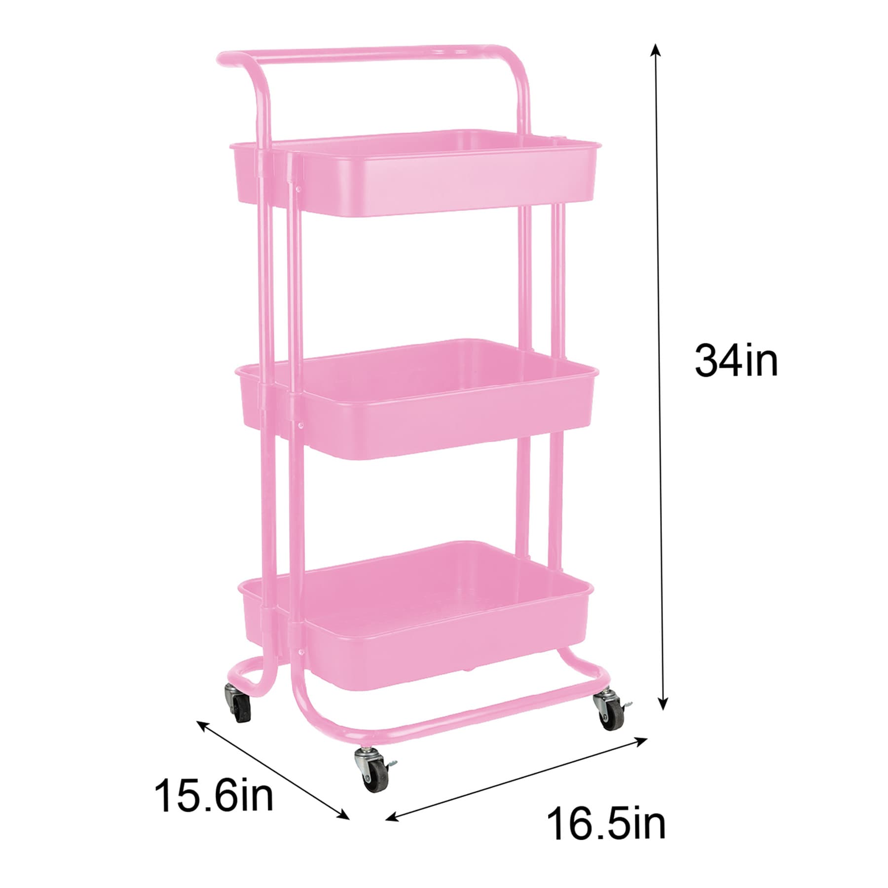 3-Tier Rolling Storage Cart, Dark Pink & Leopard