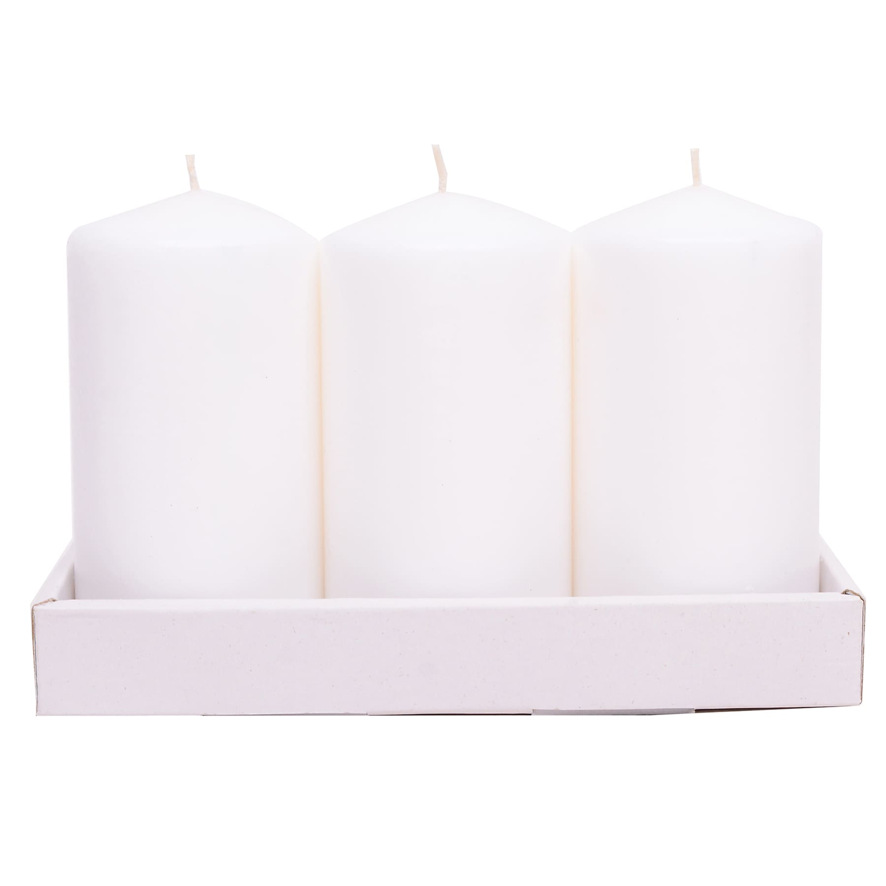 3-Pack White Unscented Overdip Pillar Candles, 5.6"